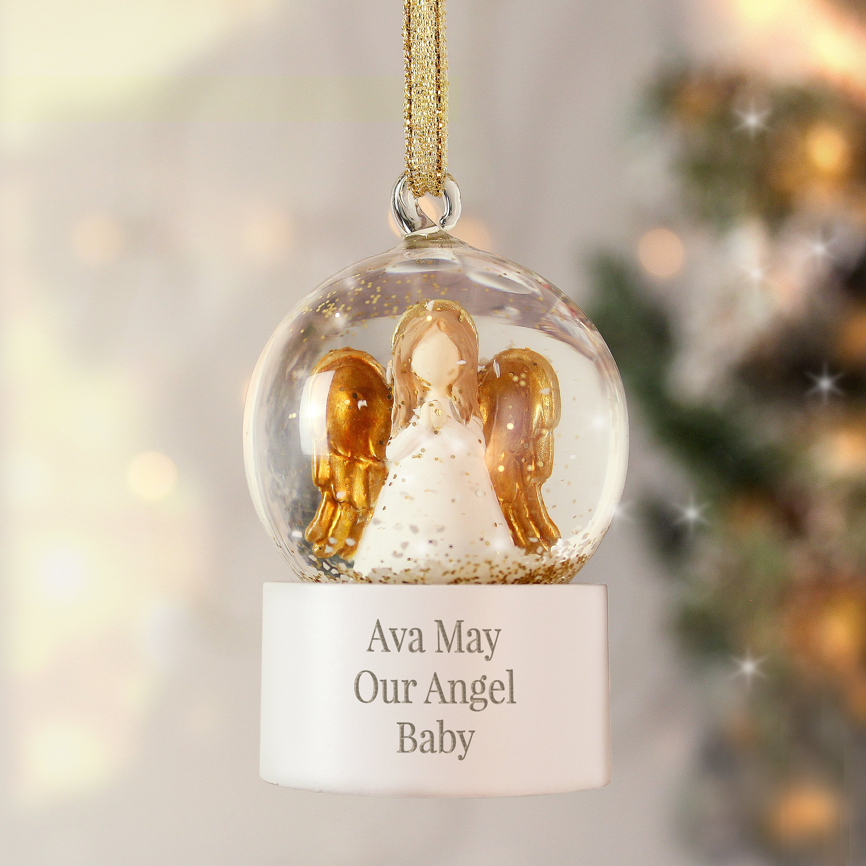 Personalised Angel Glitter Snow Globe Tree Decoration