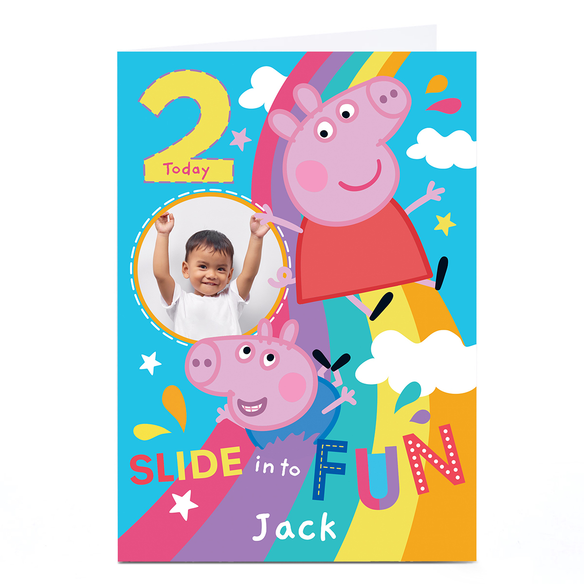 Personalised Birthday Card - Peppa Pig Age 2, Photo Upload, Any Name