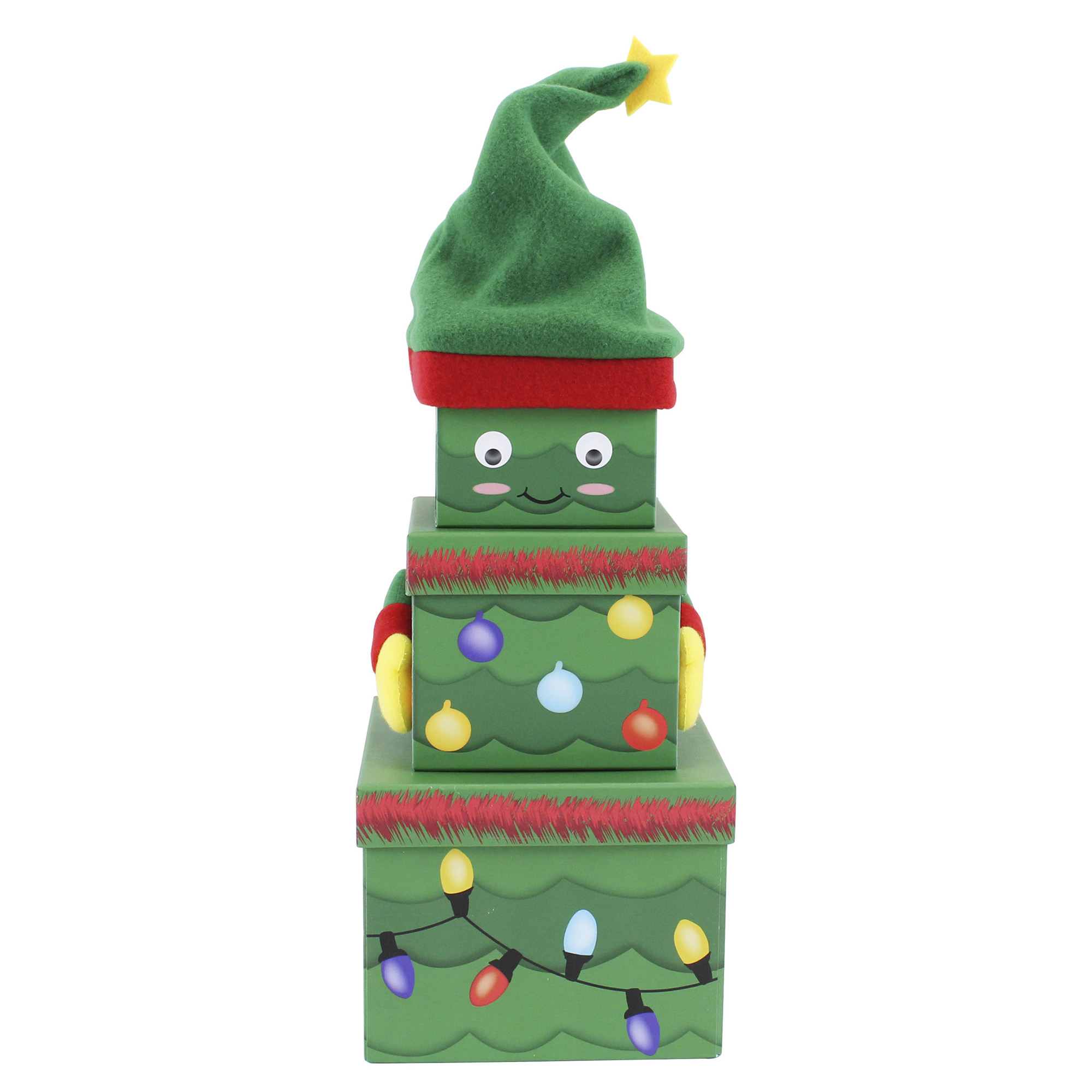Plush Christmas Tree Gift Boxes - Set Of 3