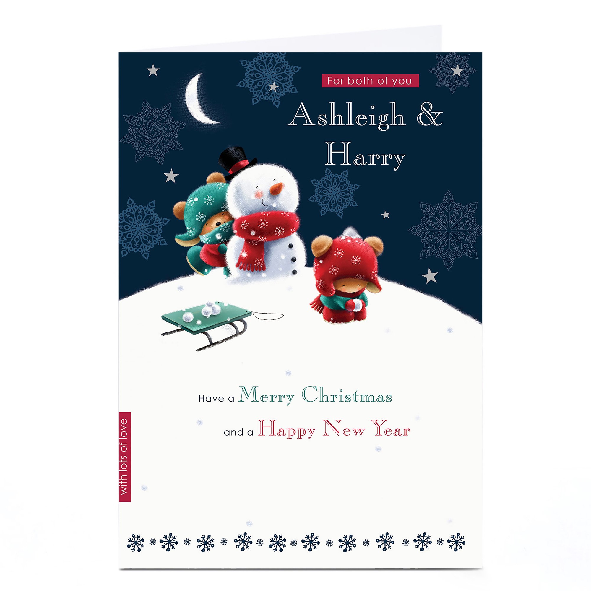 Personalised Christmas Card - For Both Of You Snowball Fight