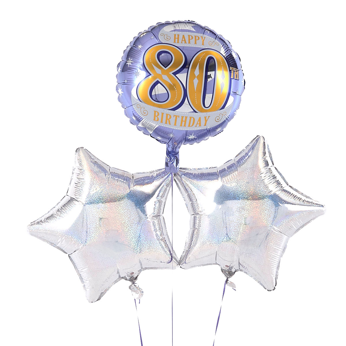 80th Birthday Silver Balloon Bouquet - DELIVERED INFLATED!