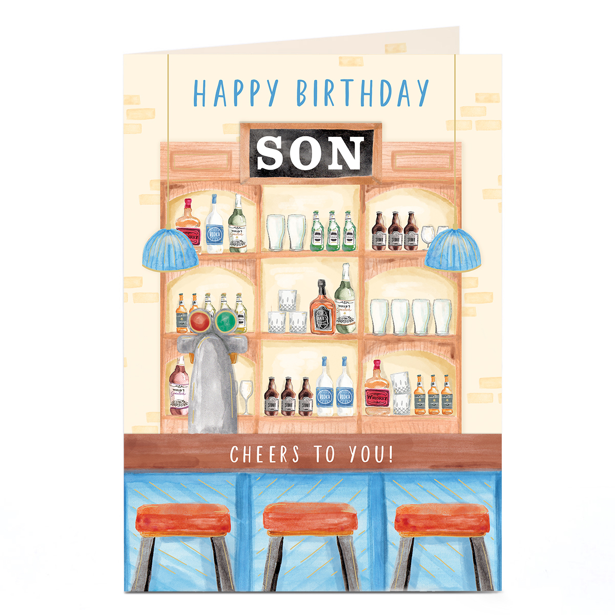 Birthday Card - Bar Backdrop, Son