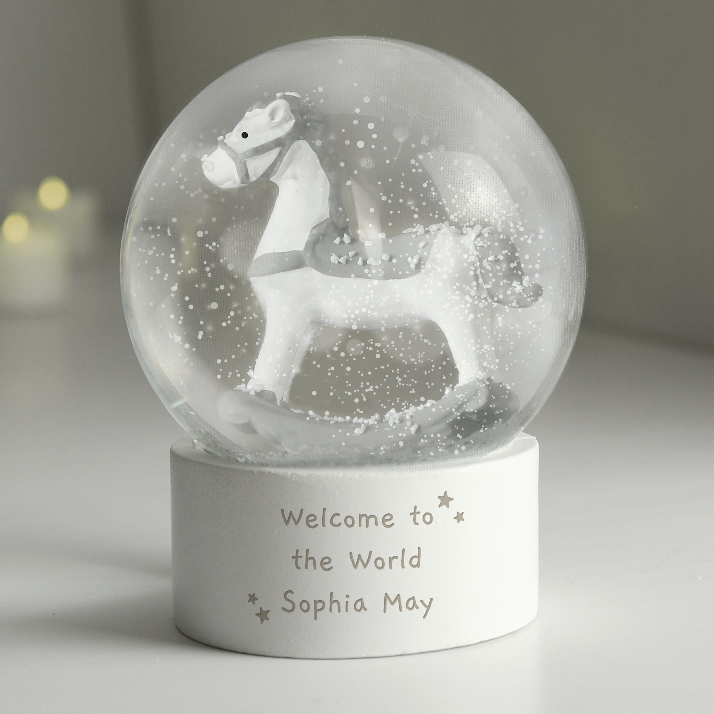 Personalised Rocking Horse Glitter Snow Globe