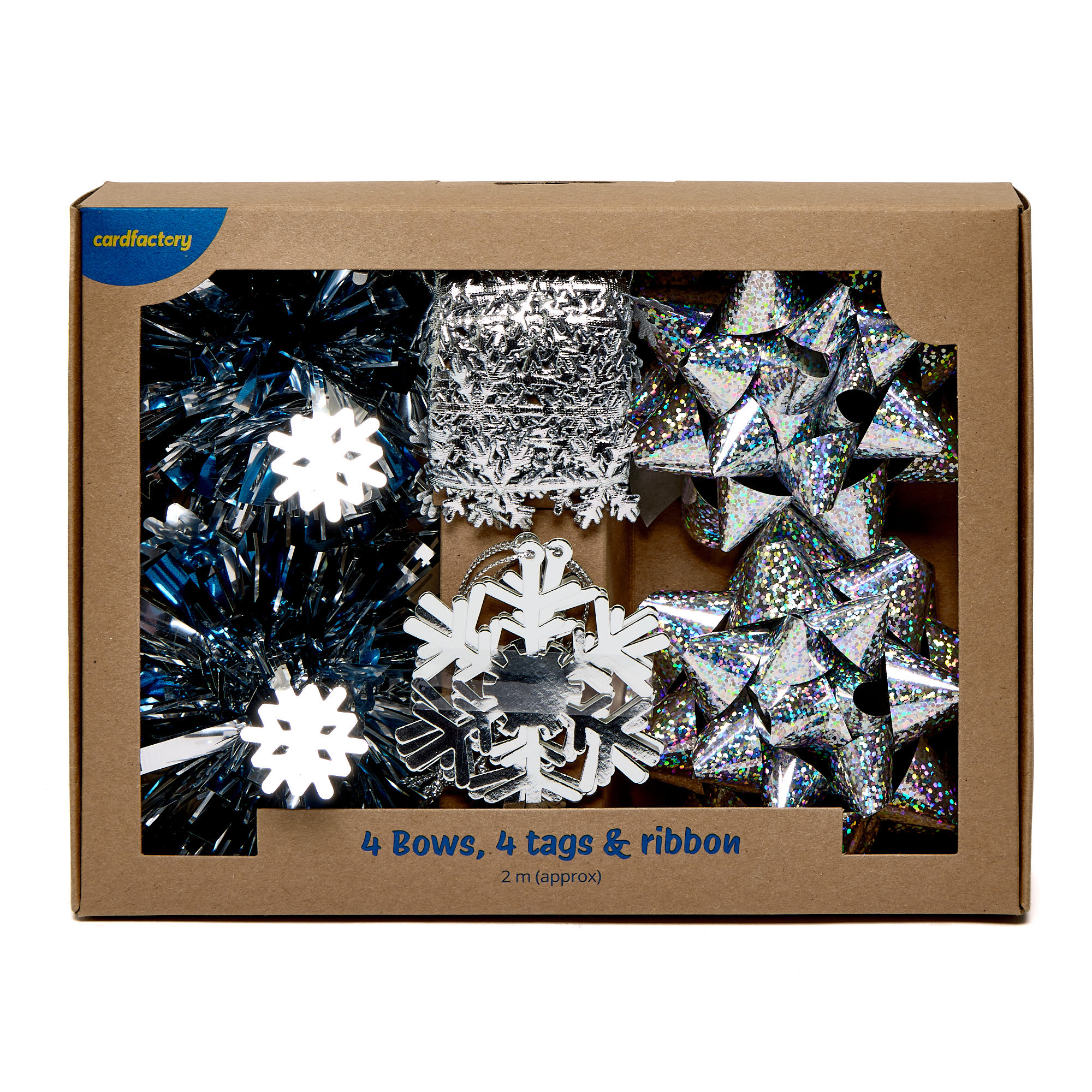 Silver Gift Wrap Accessories - 4 Bows, Tags & Ribbon