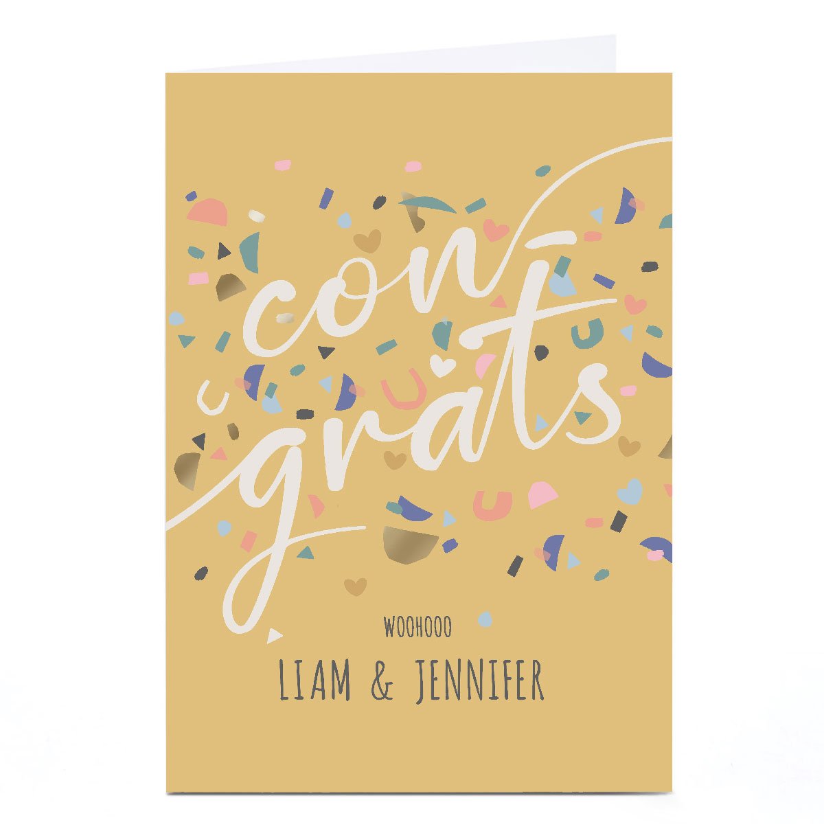 Personalised Bev Hopwood Congratulations Card - Woohooo Congrats Confetti