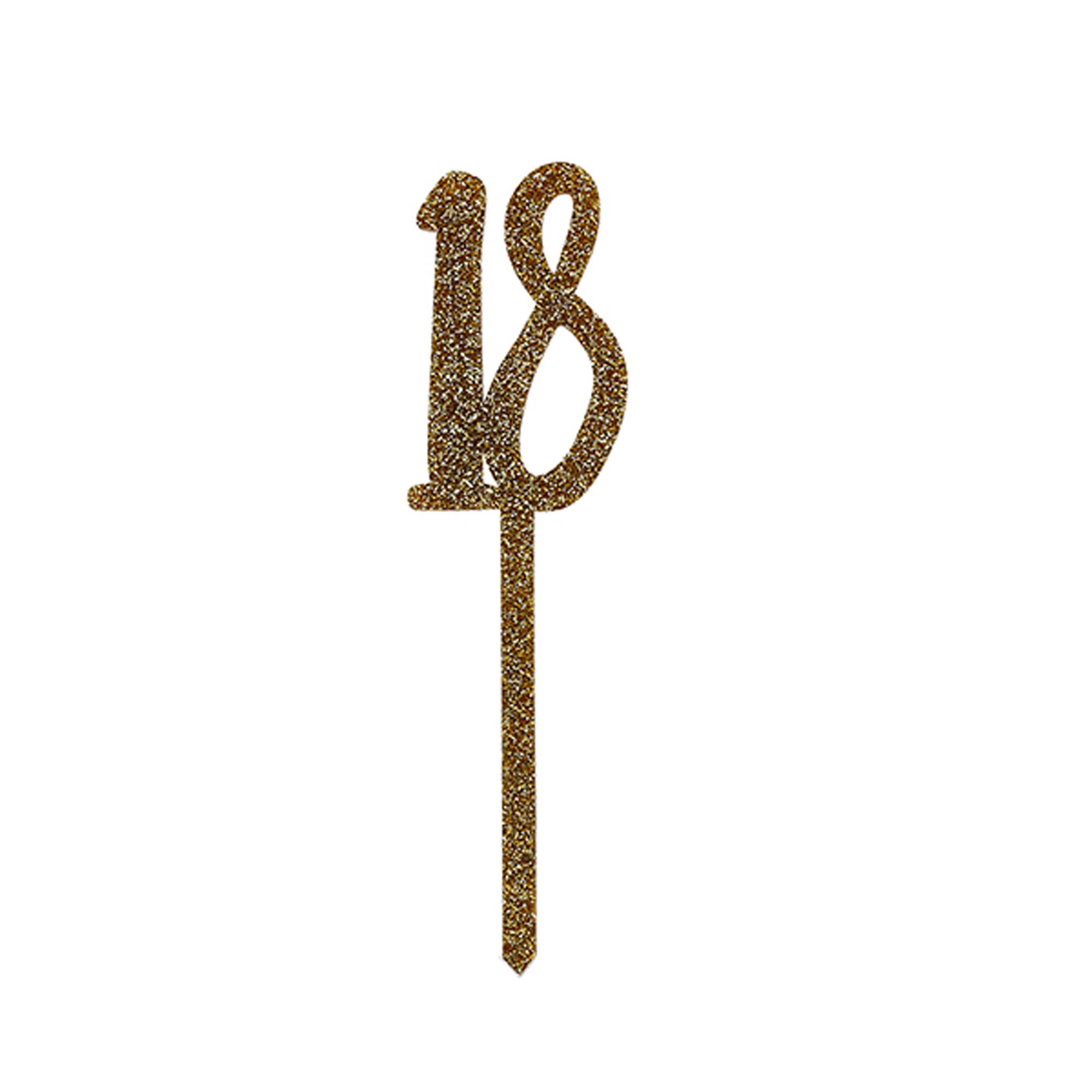Metallic 18 Glitter Acrylic Cake Topper (3 Colour Options)