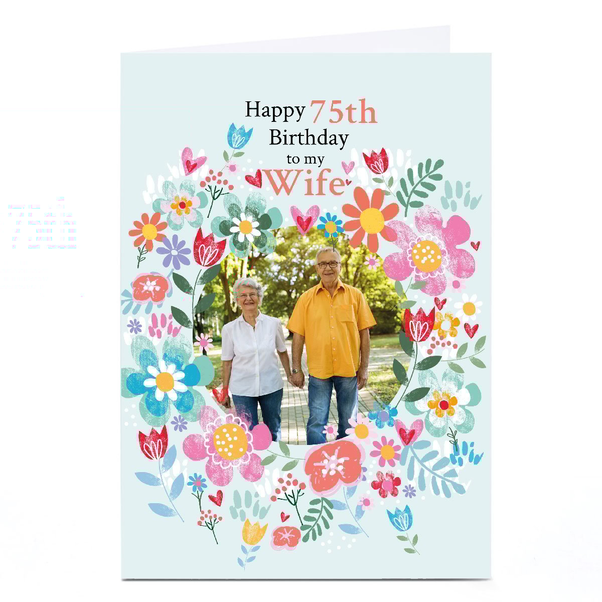 Photo Lindsay Loves to Draw 75th Birthday Card - Flower Frame Editable Age & Name
