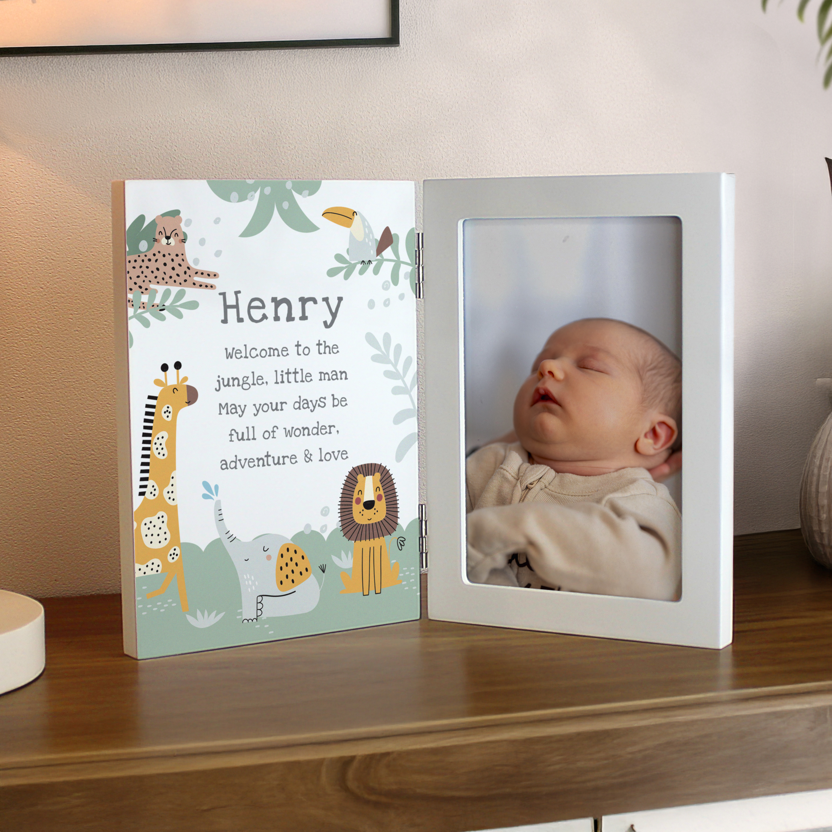 Personalised Animals Wooden Hinged 6x4-Inch Photo Frame