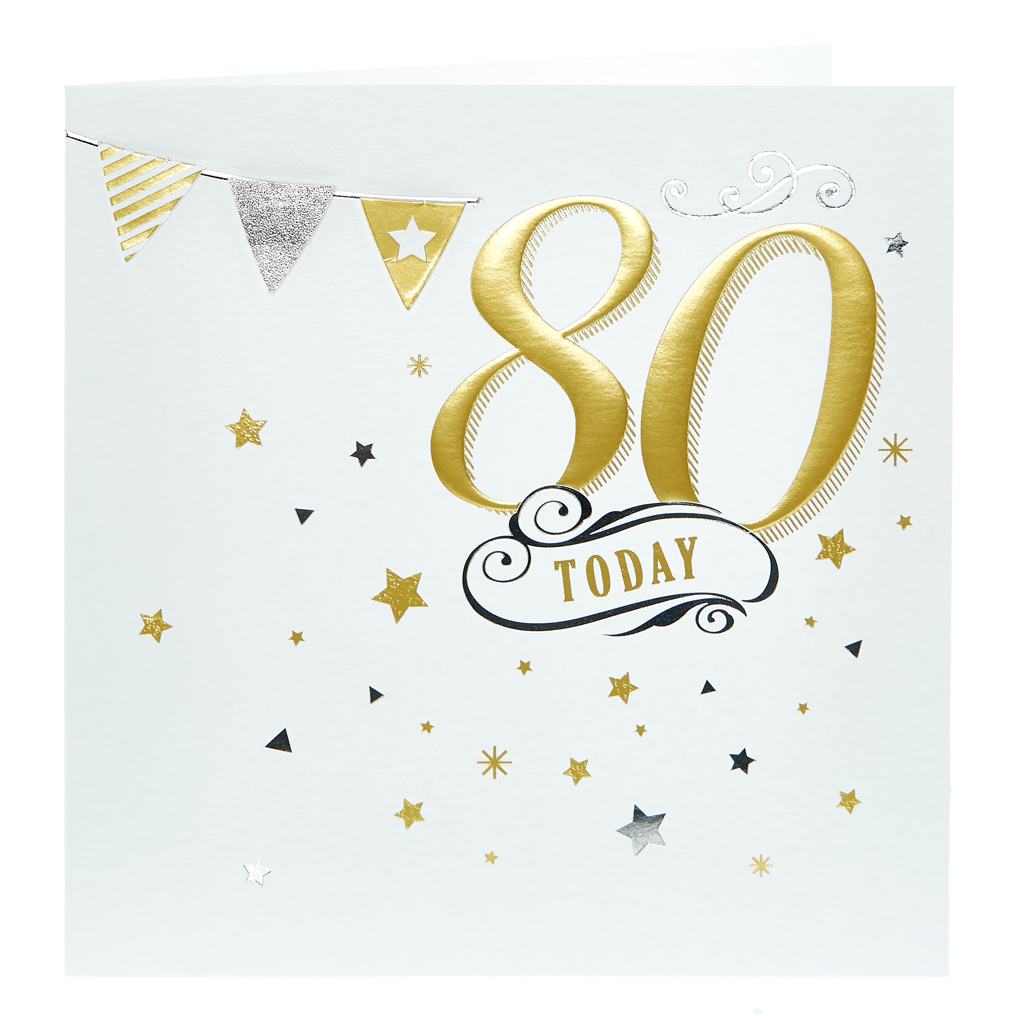 Boutique 80th Birthday Card - Bunting
