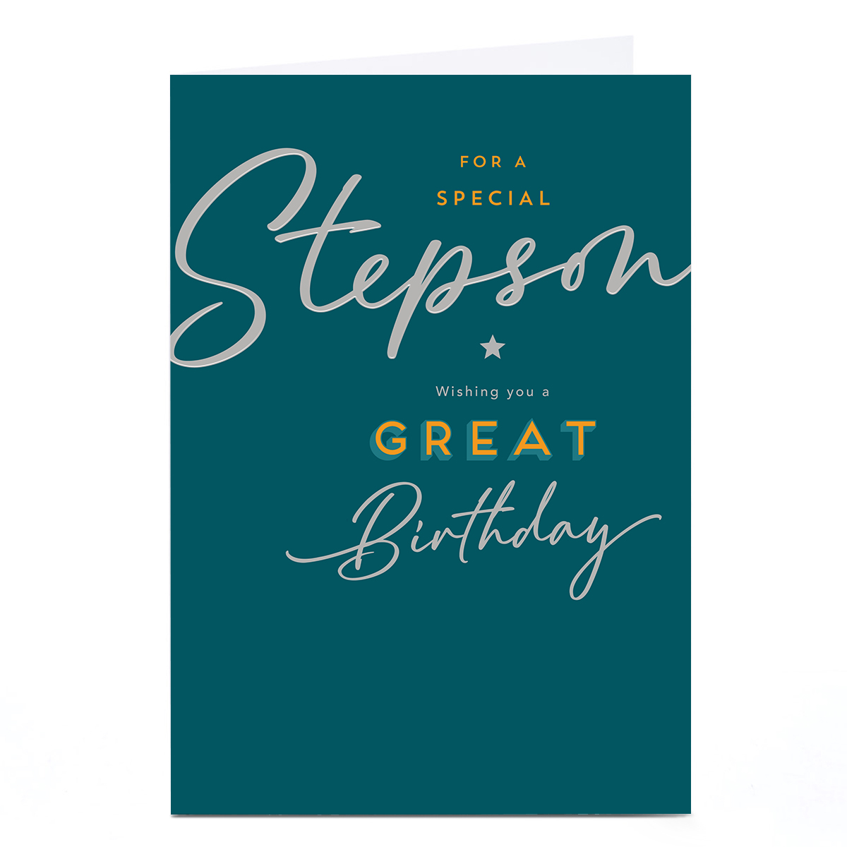 Birthday Card - Silver Script, Stepson