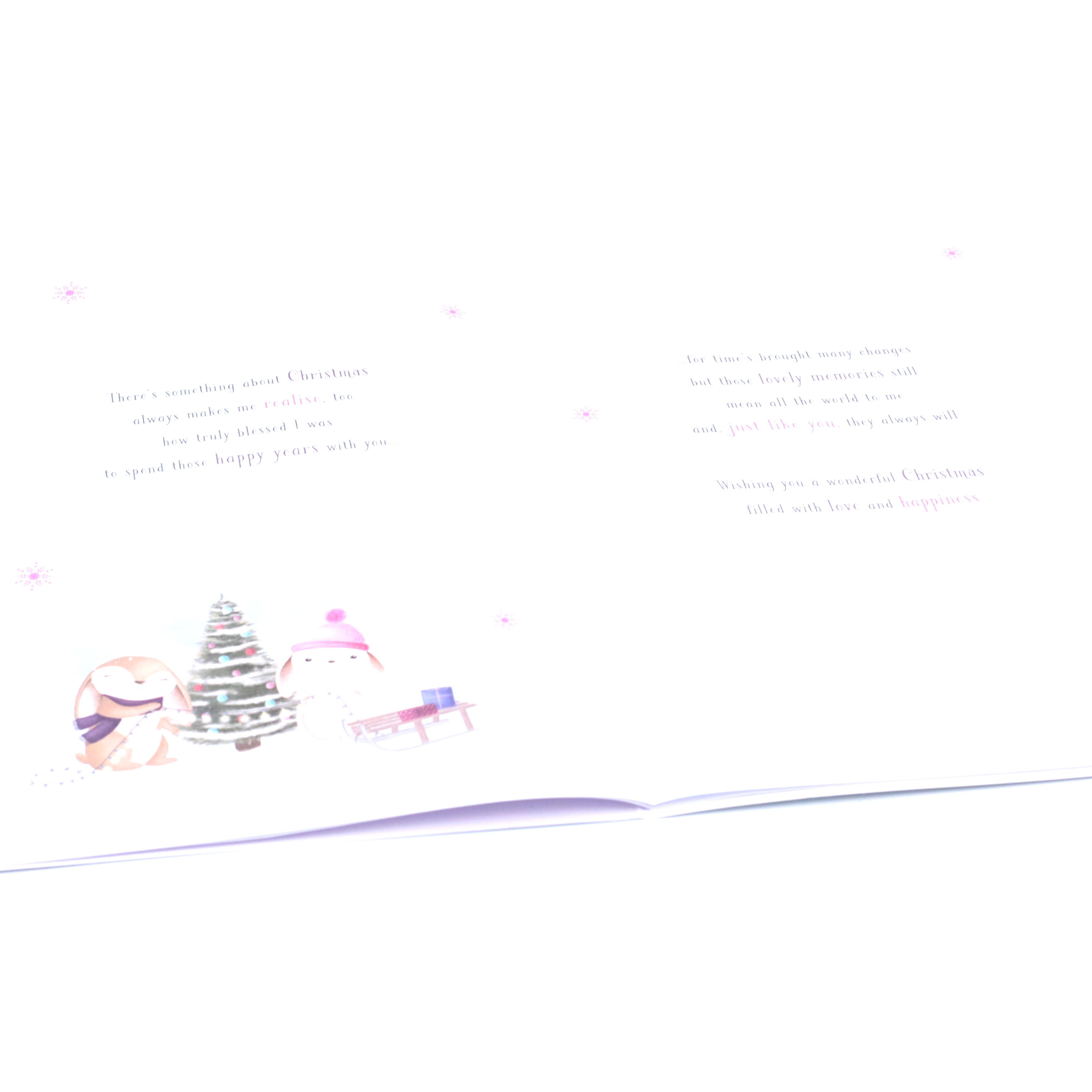 Christmas Card - Very Special Sister, Cute Rabbits By Tree