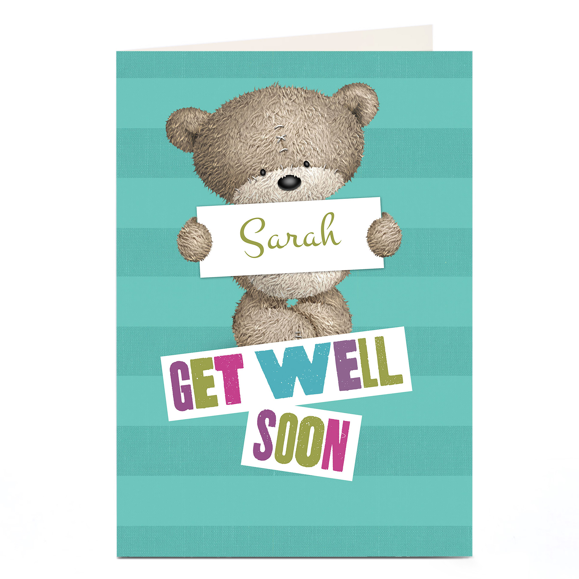 Personalised Hugs Bear Get Well Soon Card
