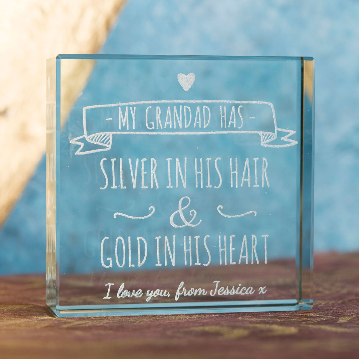 Personalised Glass Token - Grandad, Silver And Gold