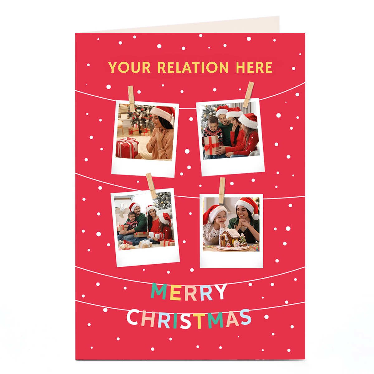 Photo Christmas Card - 4 Hanging Polaroids, Any Relation