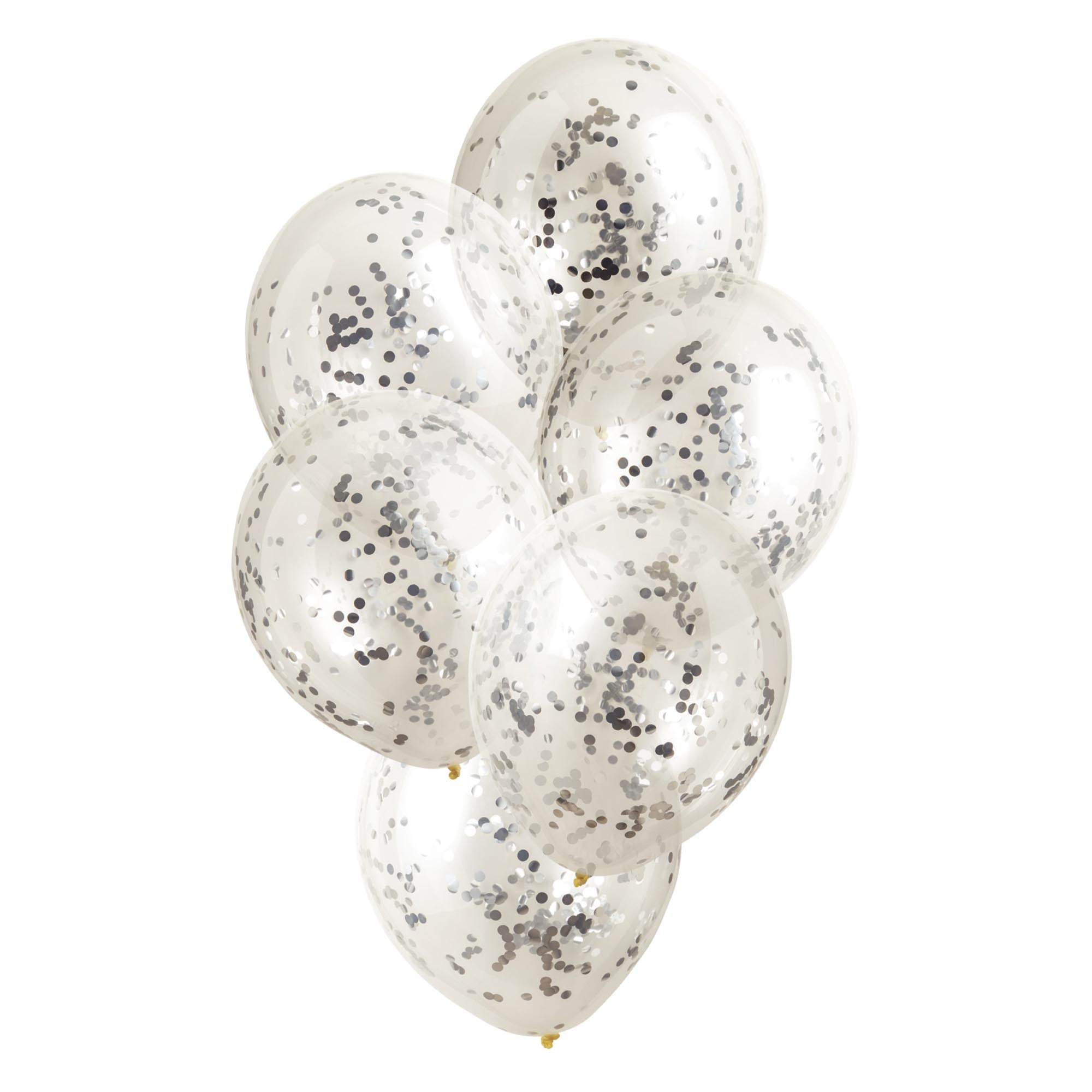 12-Inch Silver Confetti Balloons - Pack of 6