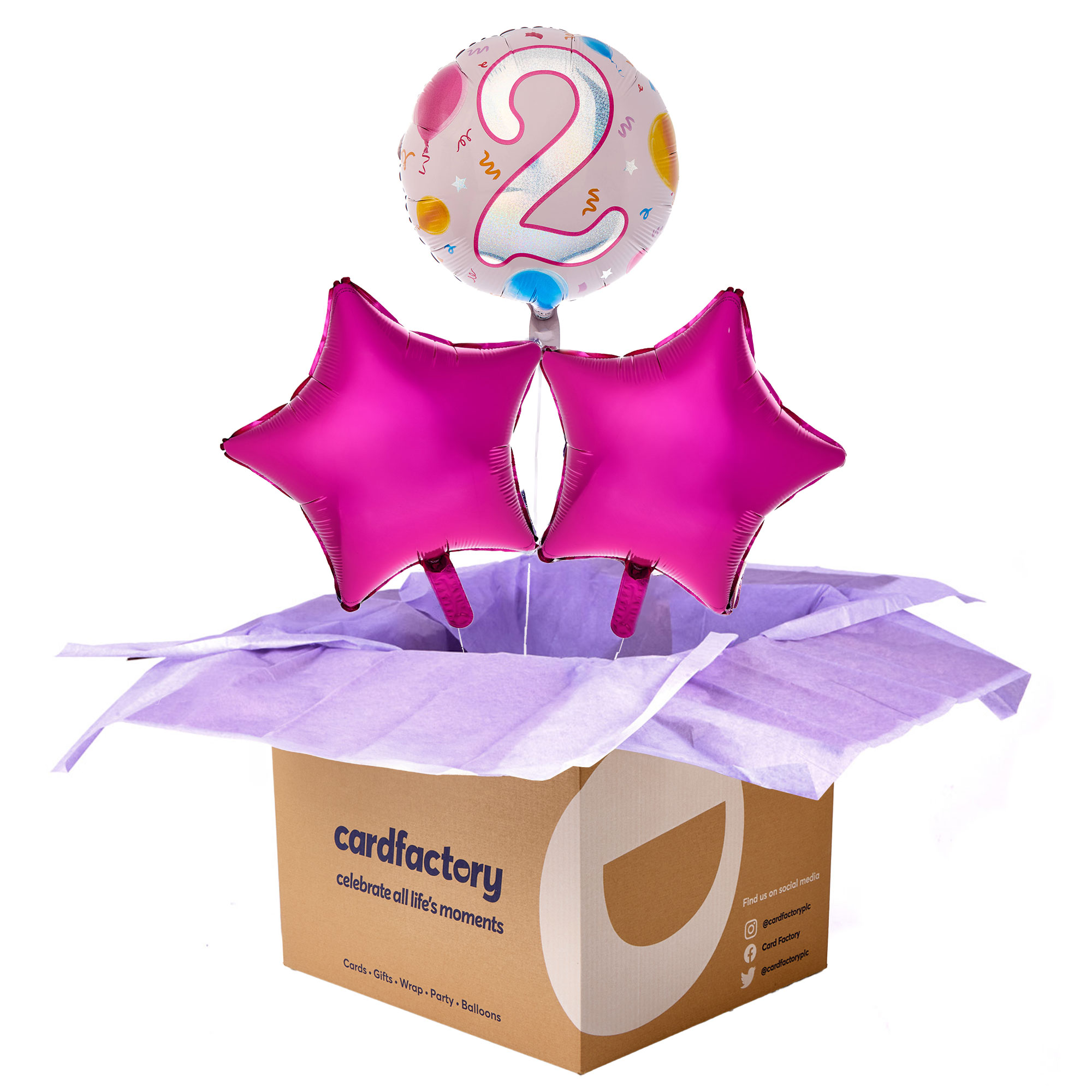 Pink Age 2 Happy Birthday Balloon Bouquet - DELIVERED INFLATED!