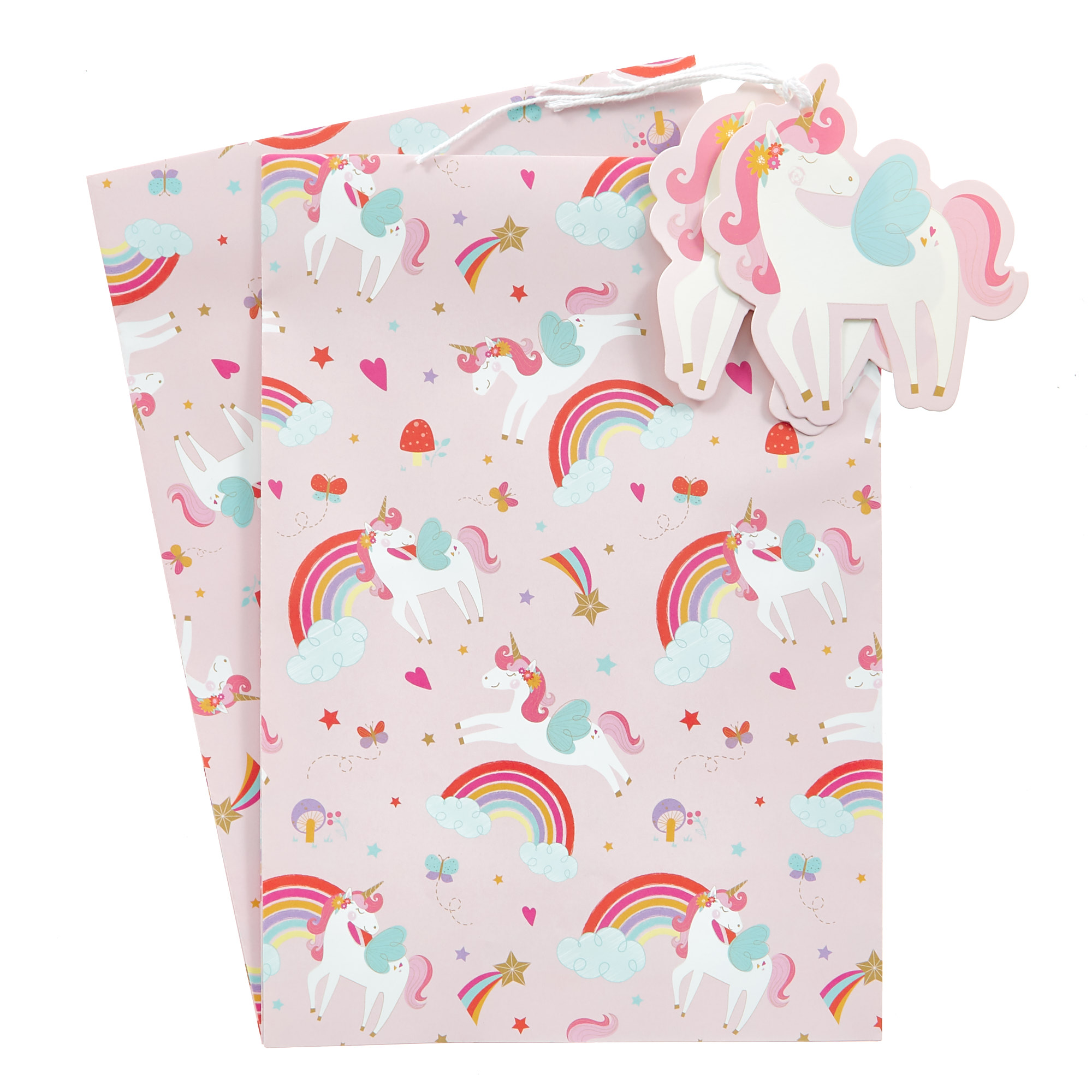 Unicorns & Rainbows Wrapping Paper & Gift Tags - Pack Of 2 