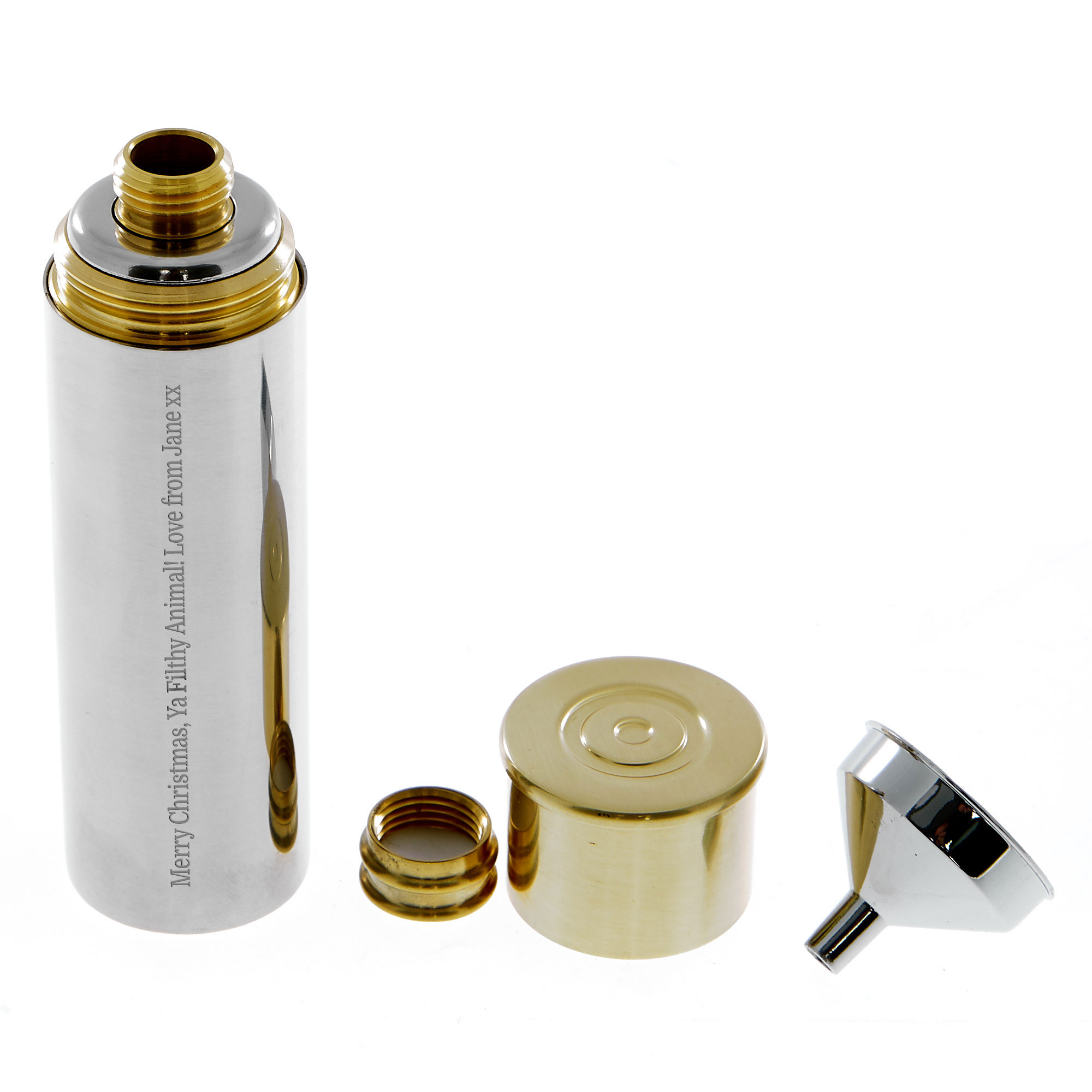 Personalised Engraved Stainless Steel Gun Cartridge Hip Flask