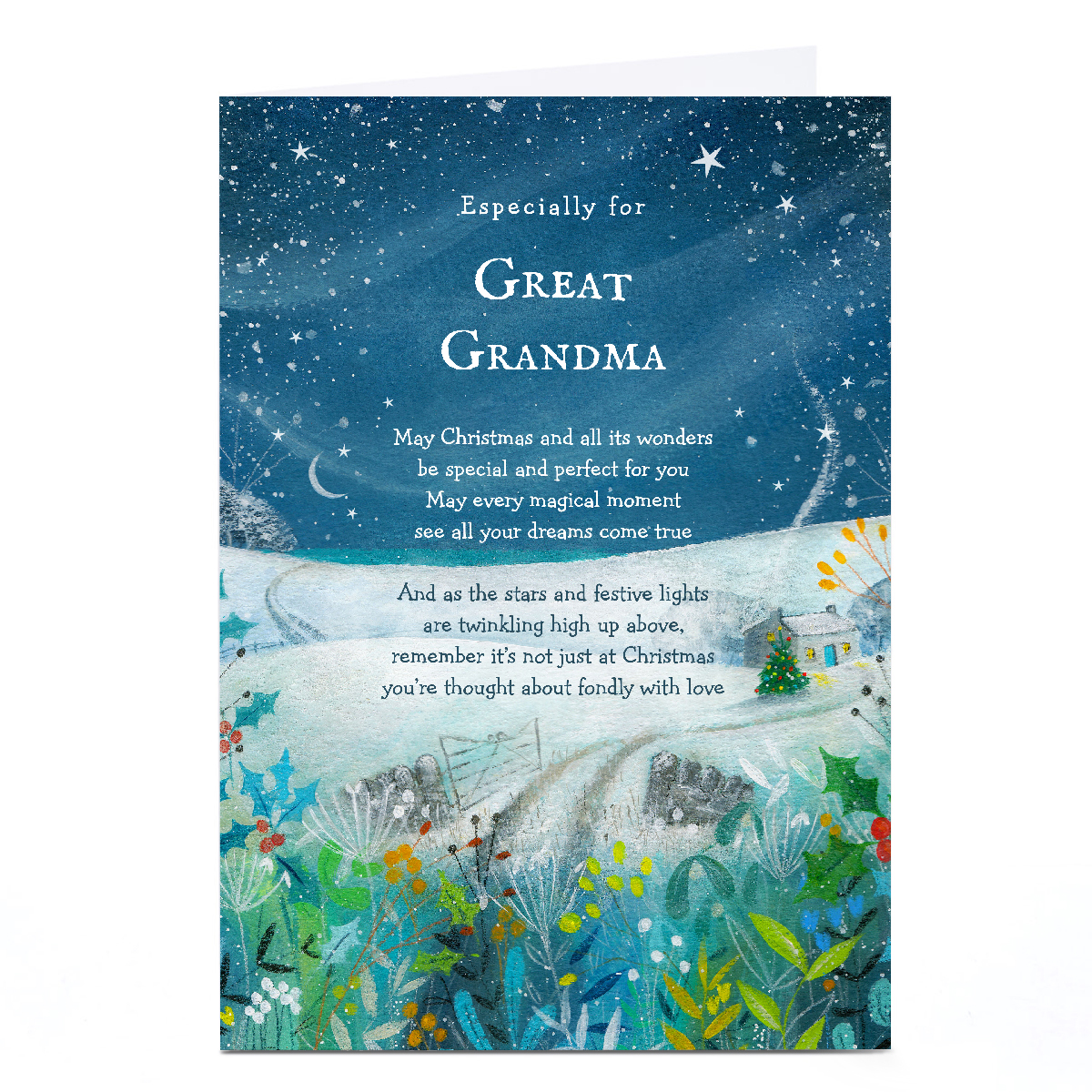 Personalised Christmas Card - Christmas Night Poem, Great Grandma