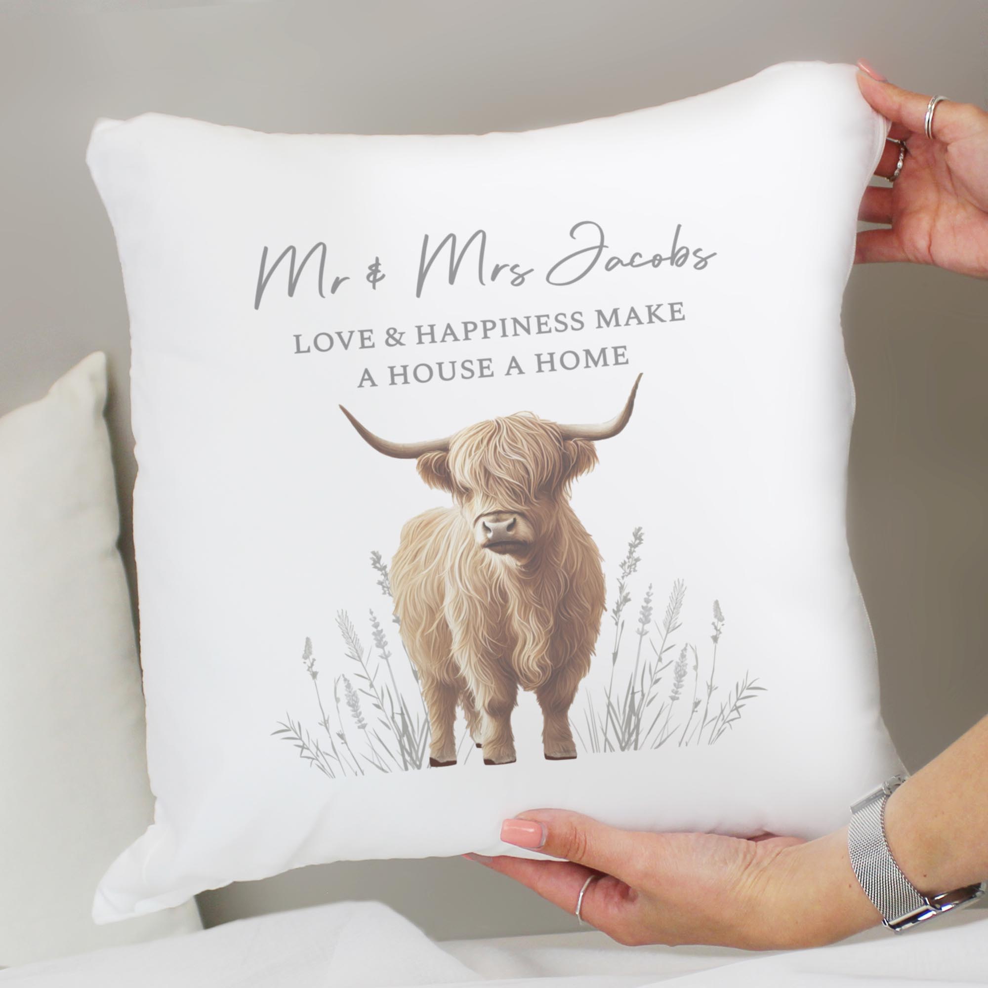 Personalised Highland Cow Cushion,  Personalised Highland Cow Cushion