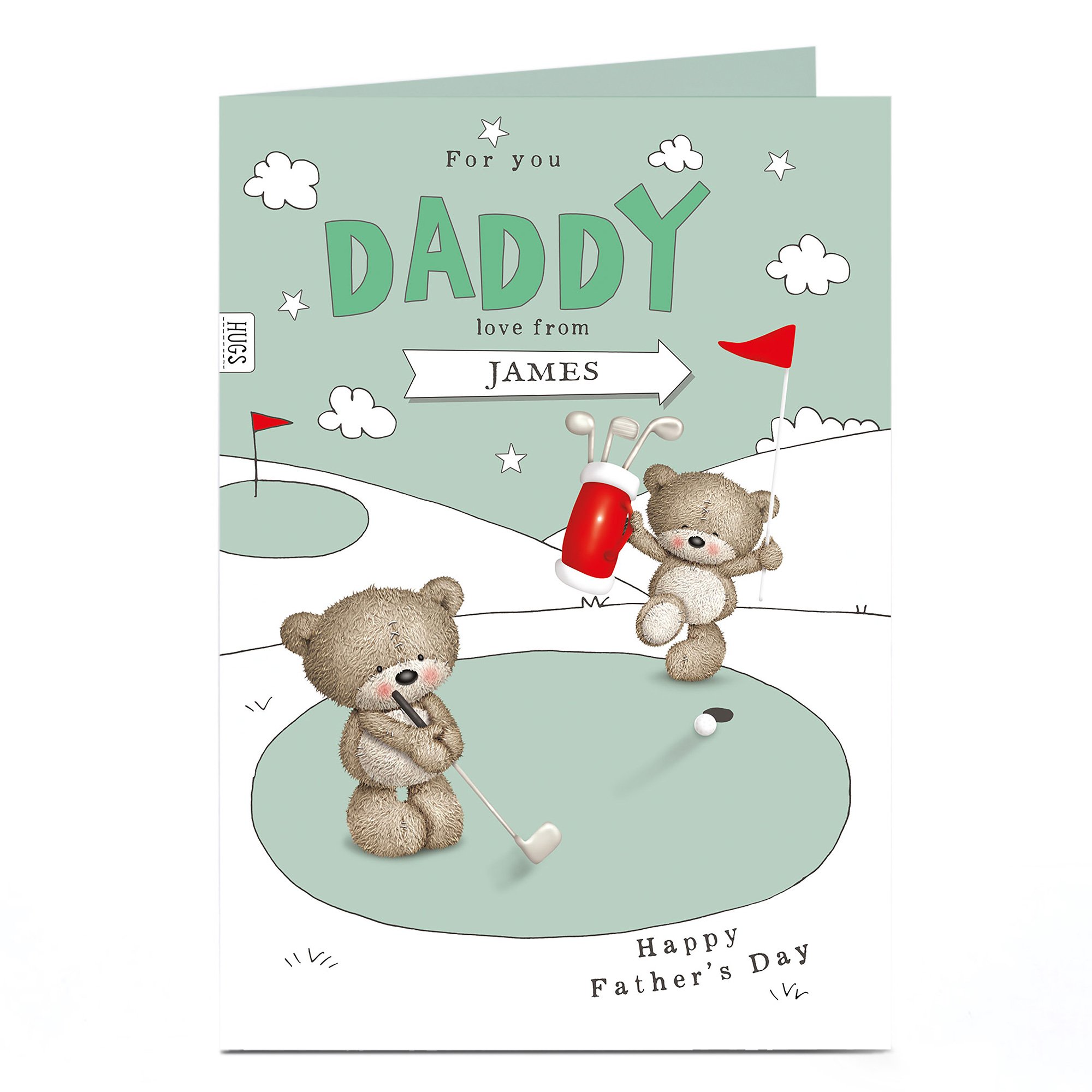 Hugs Personalised Father's Day Card - Golf Bears Daddy