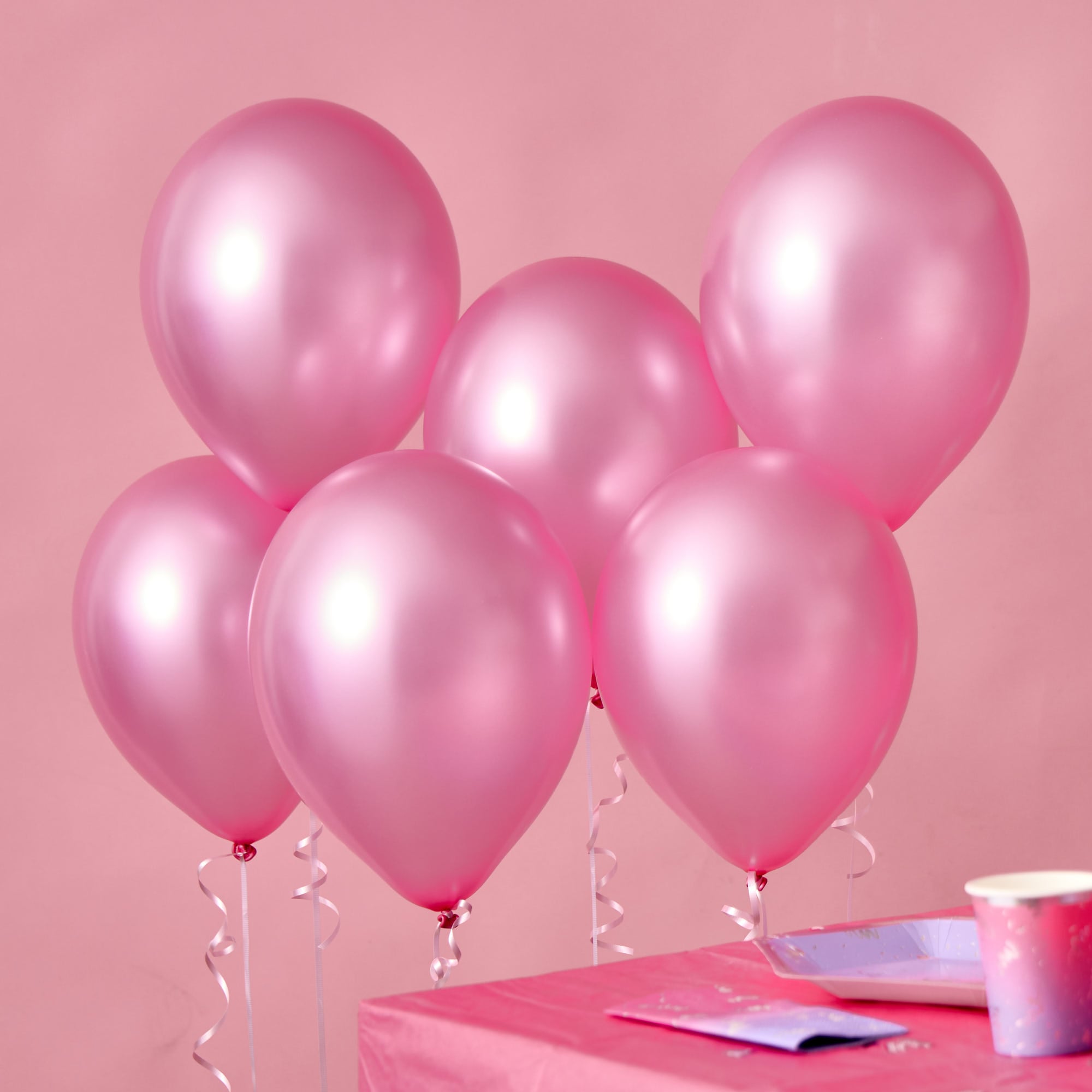 12-Inch Pearl Pink Latex Balloons - Pack of 6