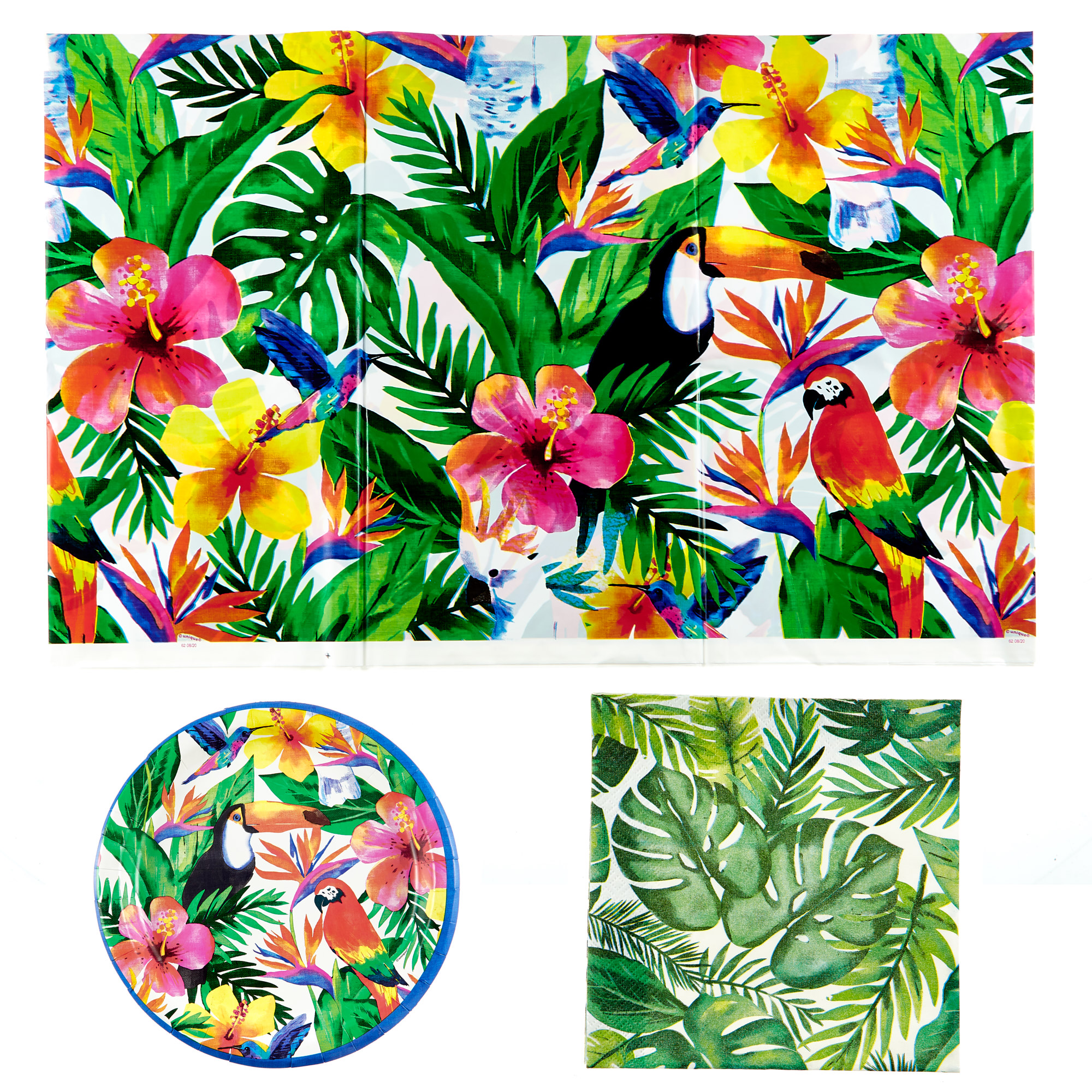 Palm Tropical Luau Party Tableware Bundle - 8 Guests