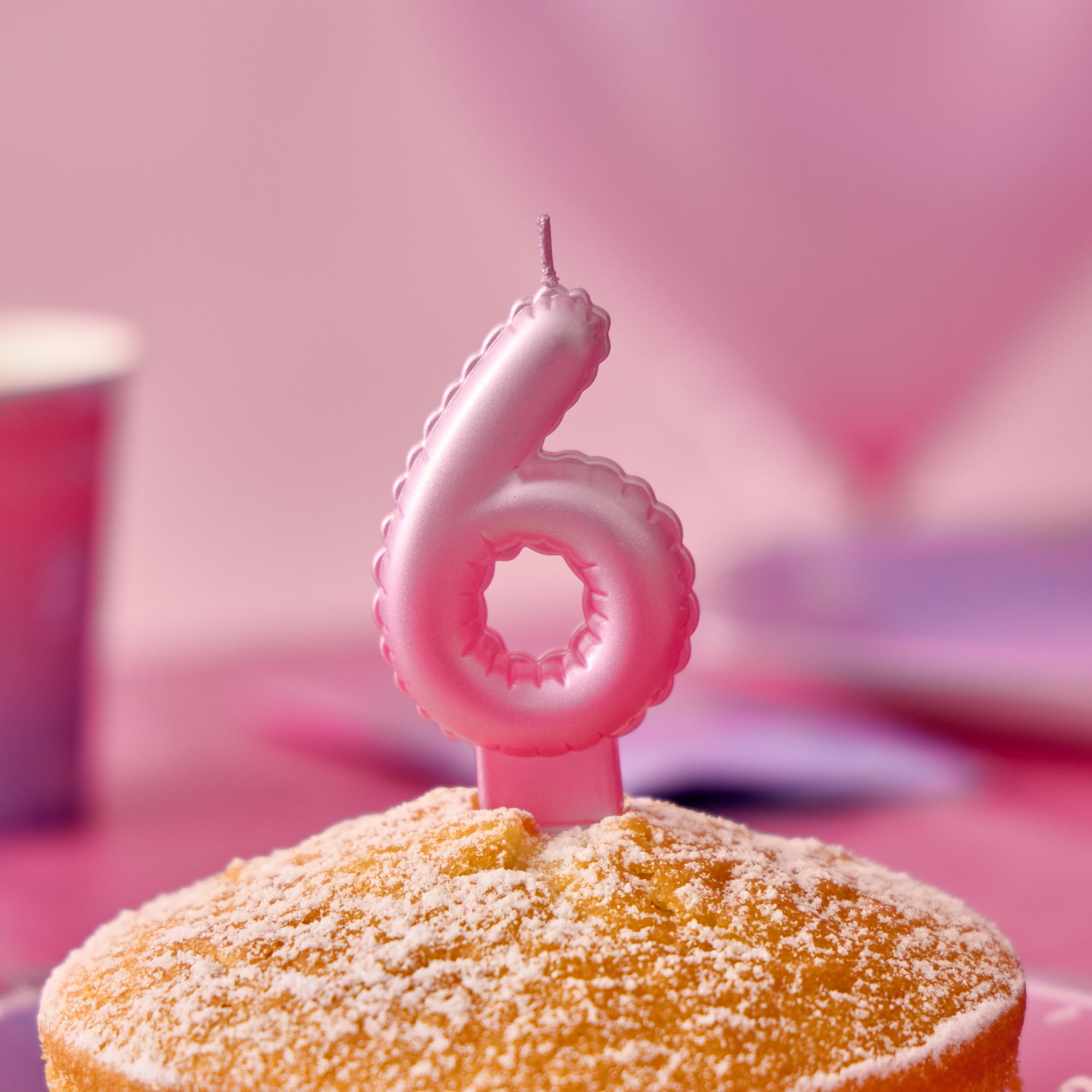 Pink Number 6 Cake Candle