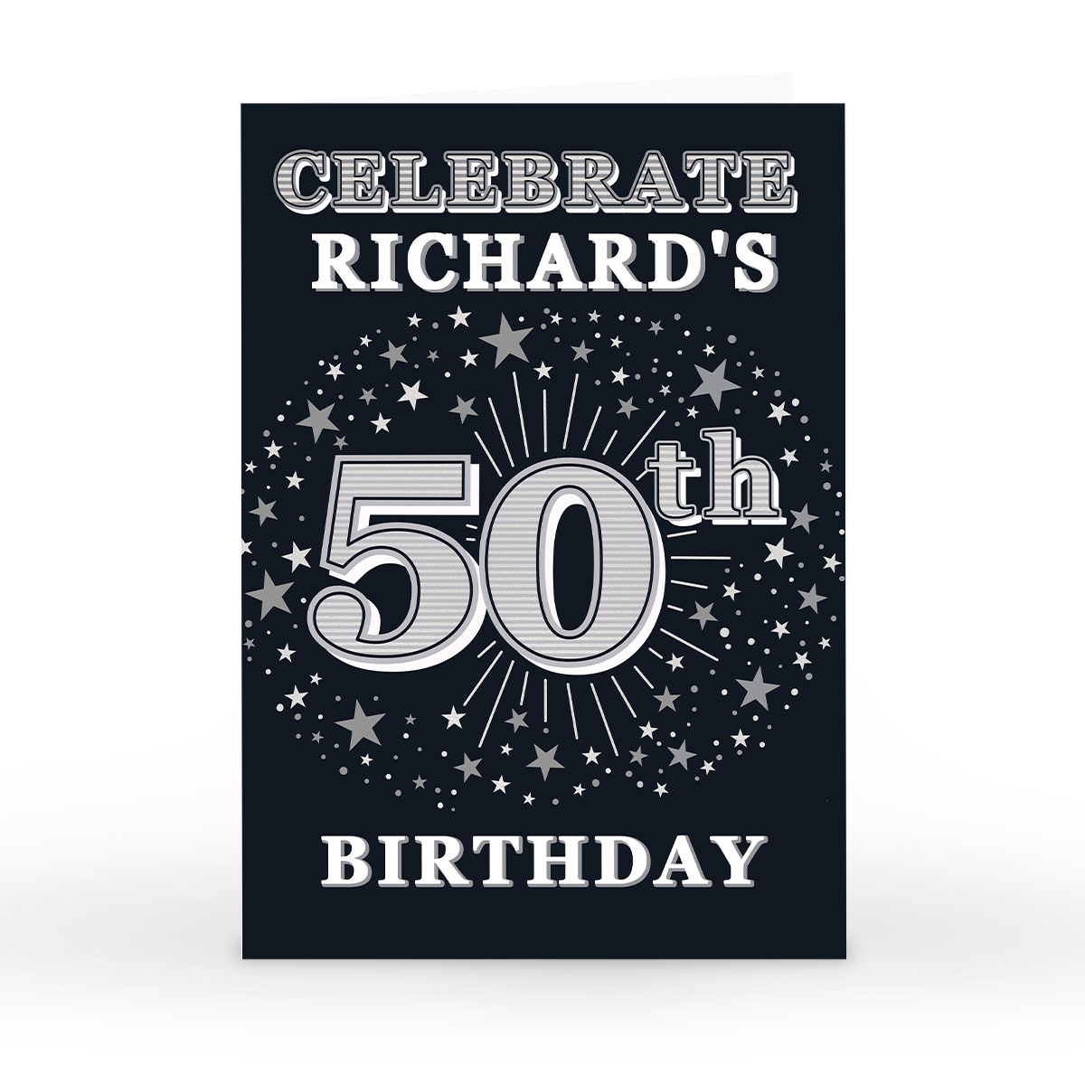 Personalised 50th Birthday Invitation - Silver Stars