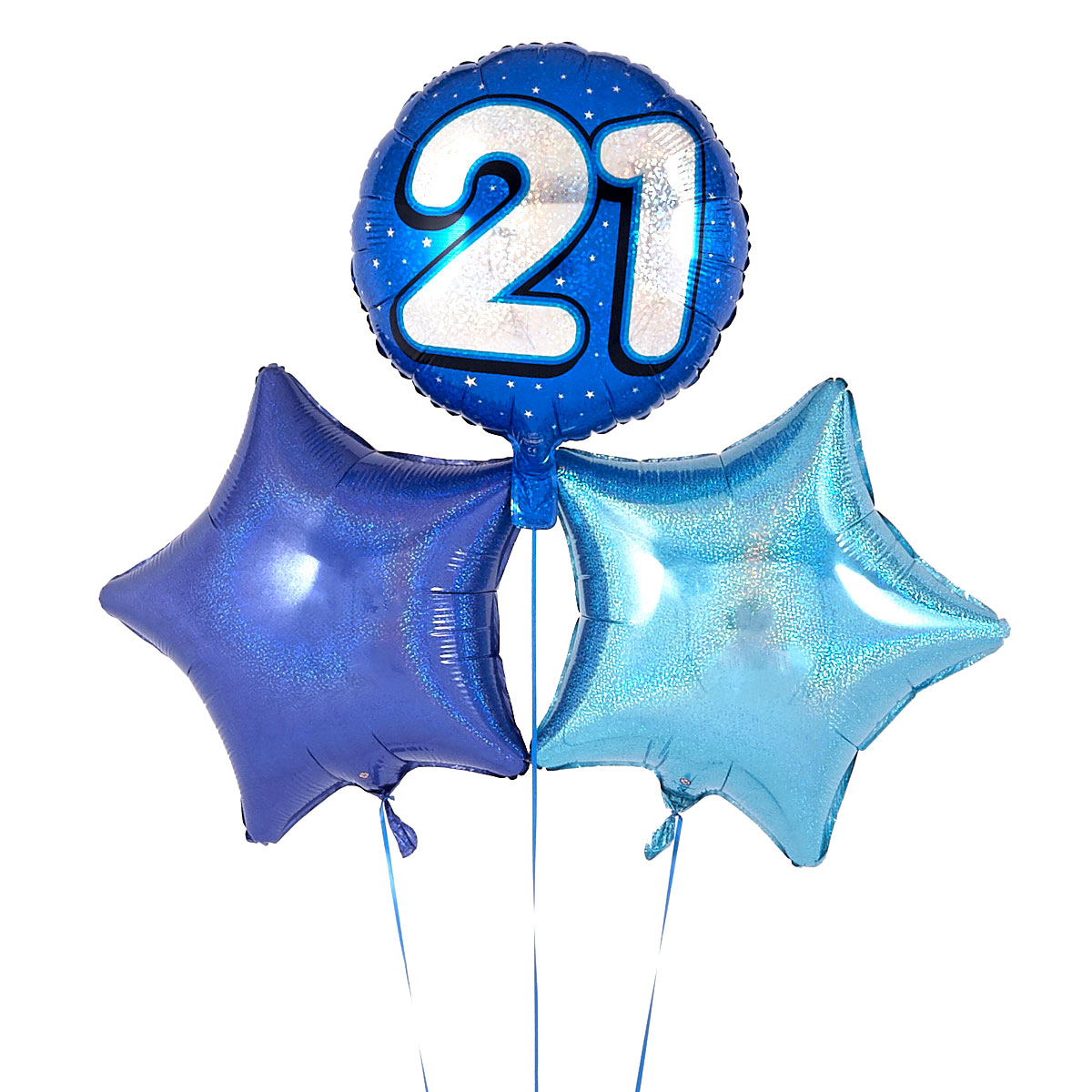 Blue 21st Birthday Balloon Bouquet - DELIVERED INFLATED!