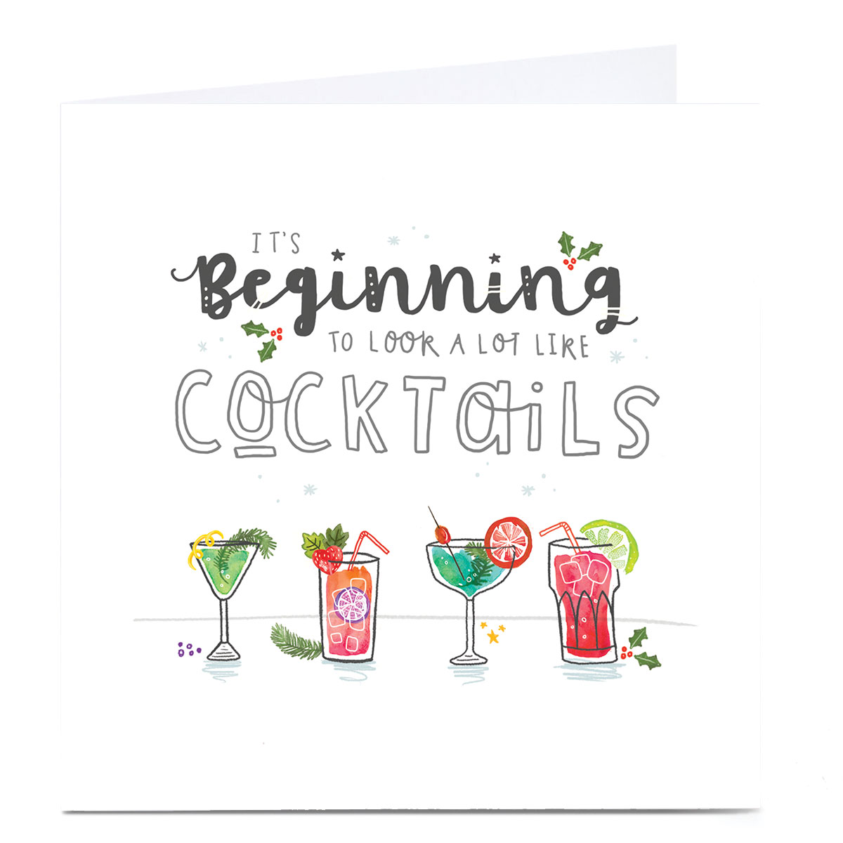 Personalised Blue Kiwi Christmas Card - Cocktails