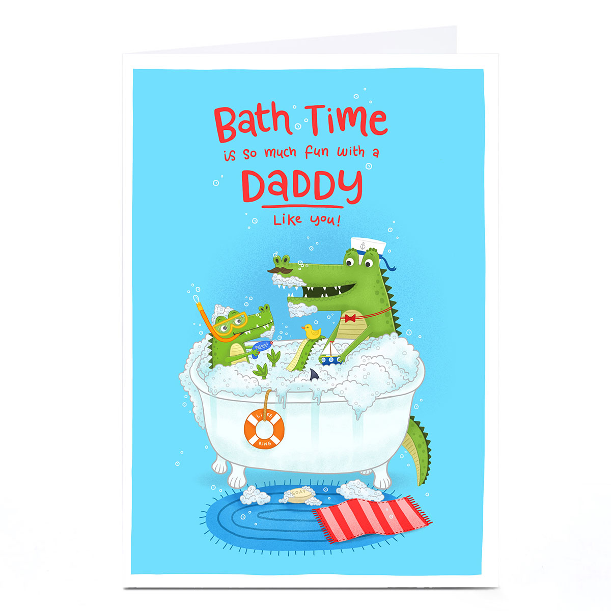 Personalised Blue Kiwi Father's Day Card - Daddy Bath Time