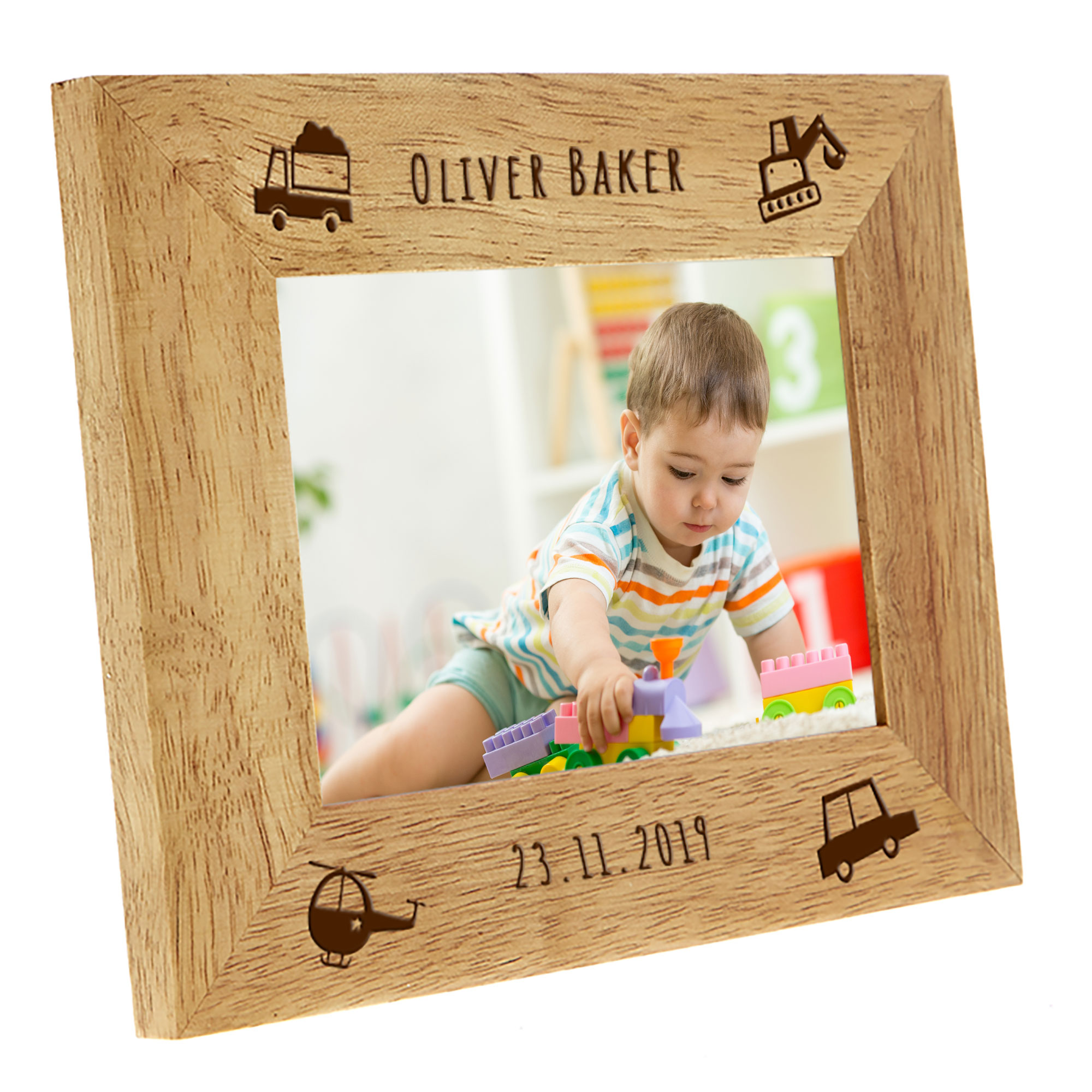 Personalised Engraved Wooden Photo Frame - Vehicles