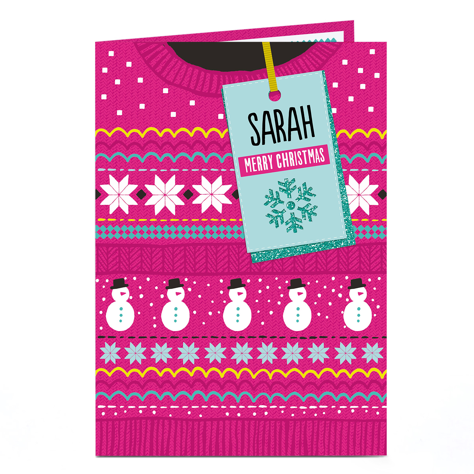Personalised Christmas Card - Pink Christmas Jumper