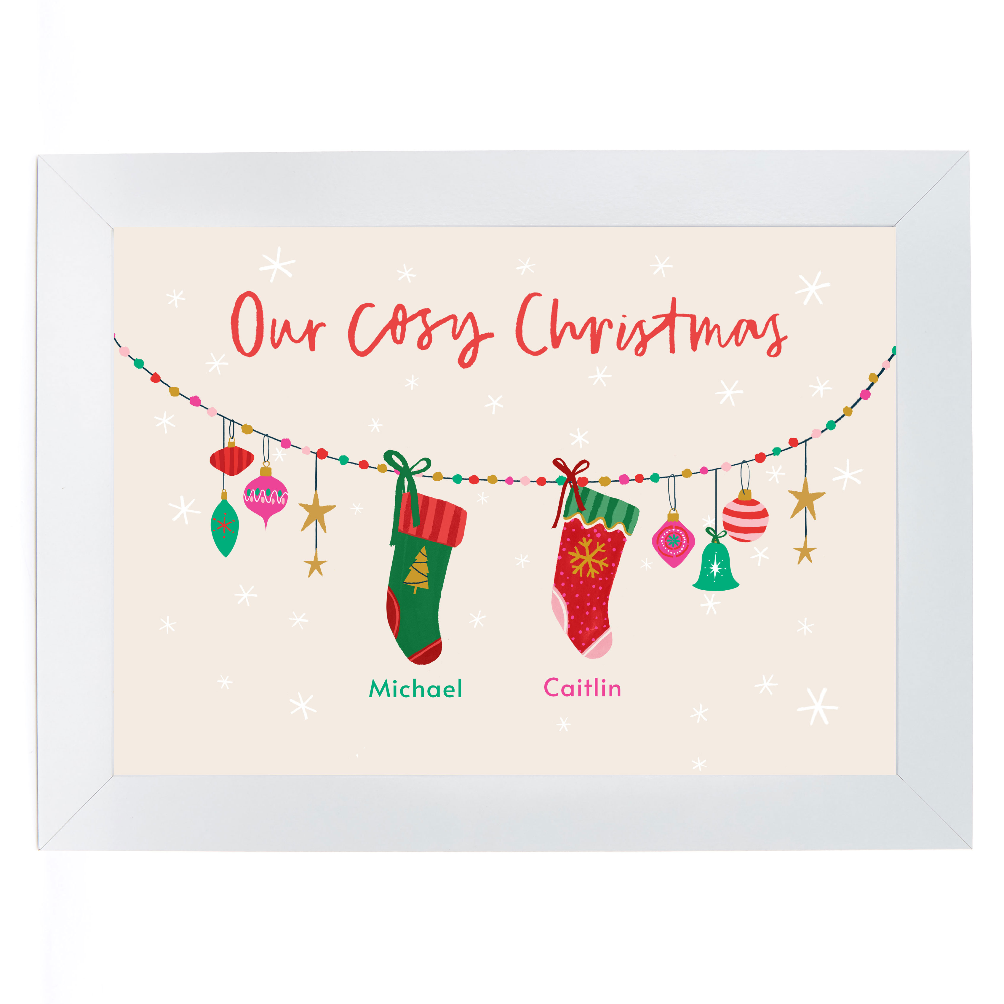 Personalised Couple Christmas Print - 2 Stockings