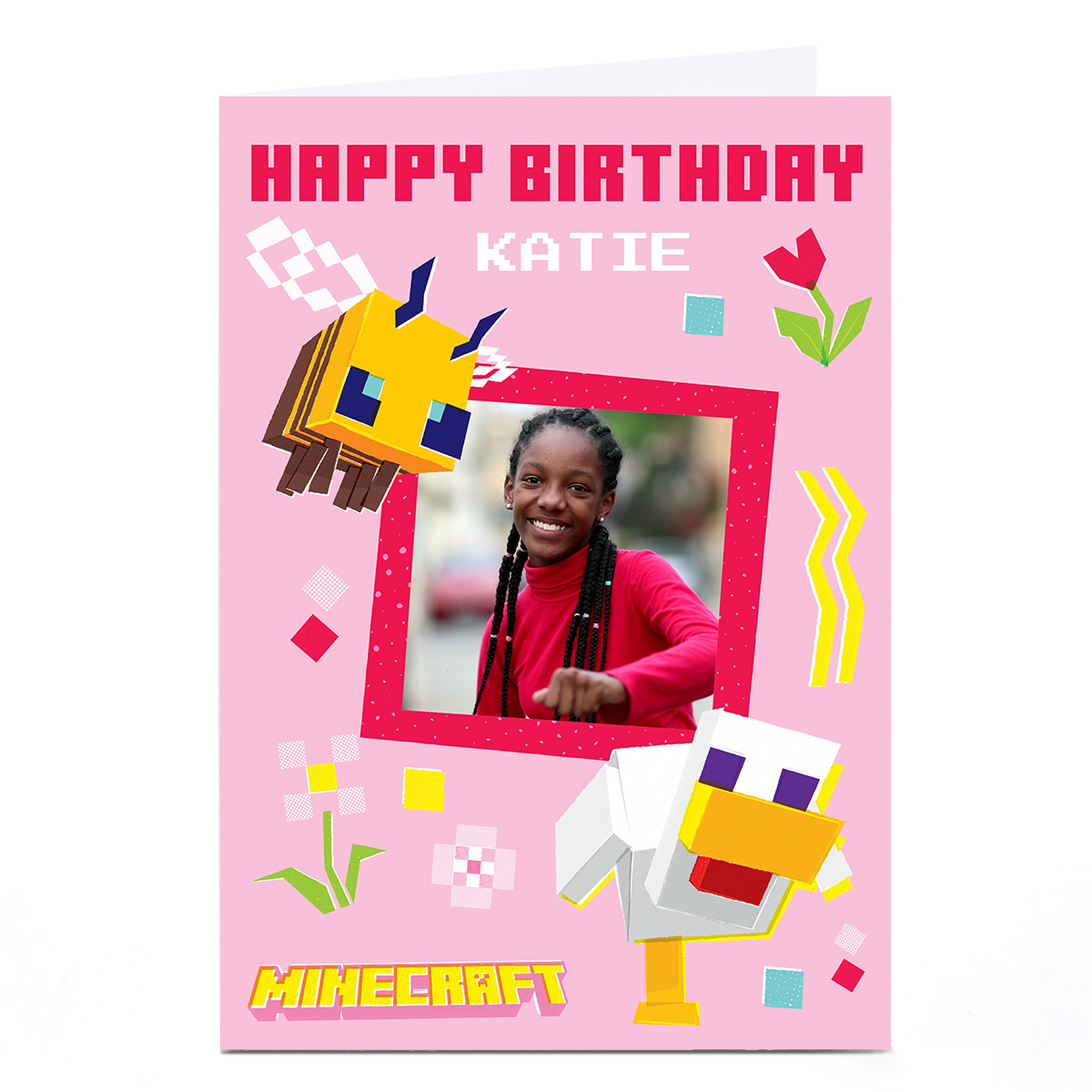 Personalised Birthday Card - Minecraft Photo Upload, Any Name