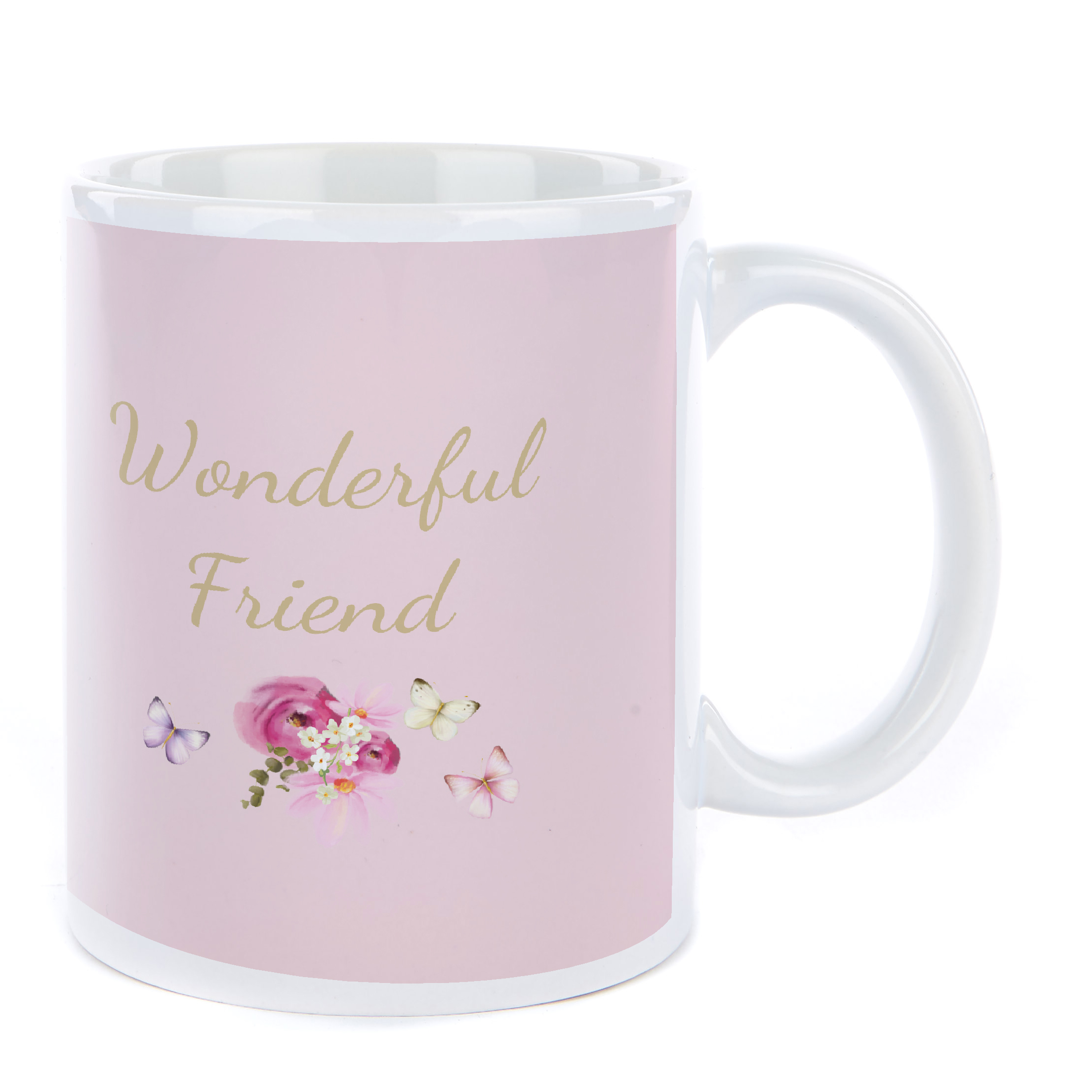 Personalised Birthday Mug - Pink Flowers, Editable Age & Recipient