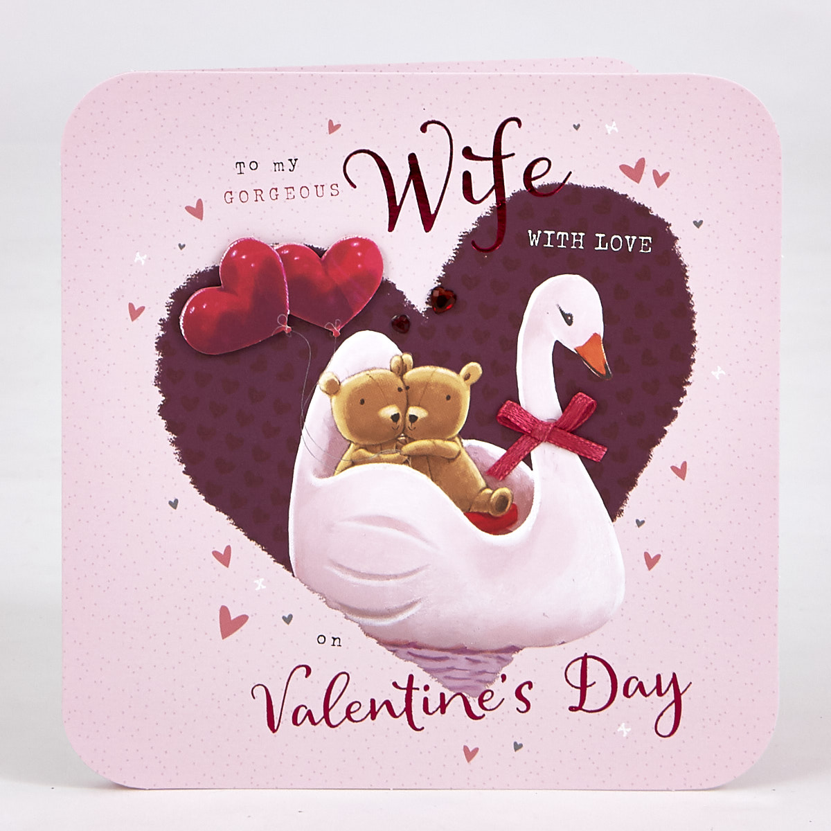 Valentine's Day Card - Boutique Wife Bears In Swan Boat