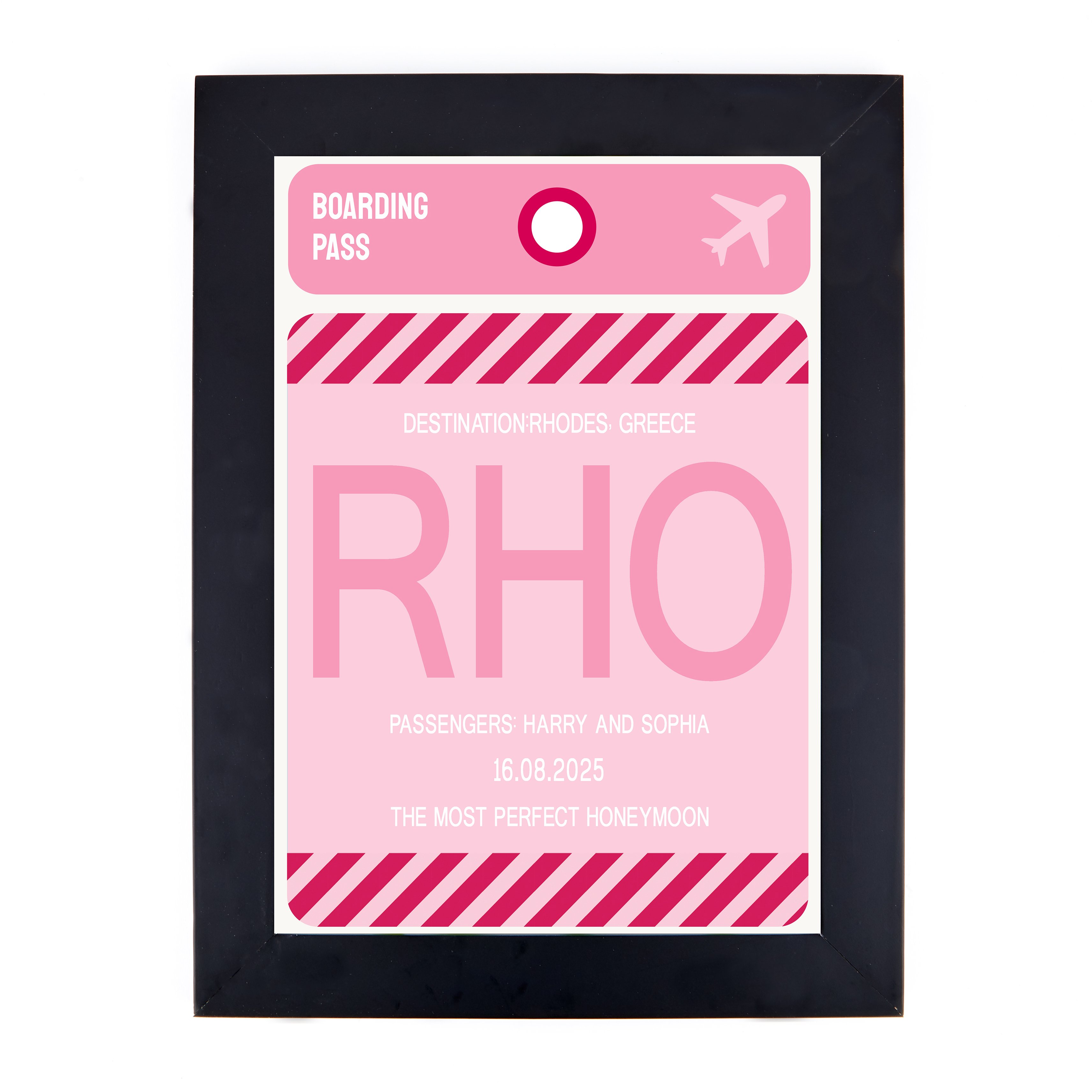 Personalised Wall Art - Pink Boarding Pass
