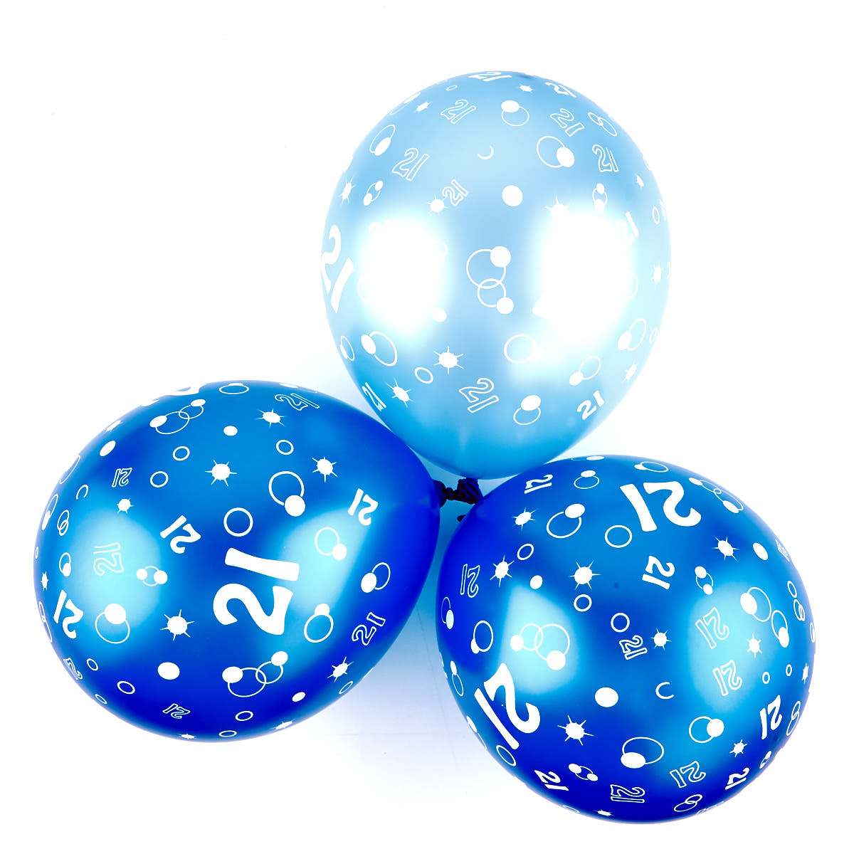 Metallic Blue Circles 21st Birthday Latex Balloons - Pack Of 6