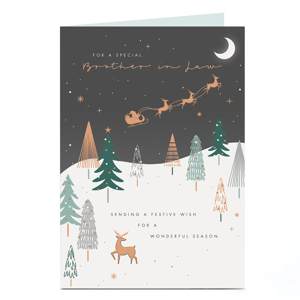 Christmas Card - Santa Sleigh Scene, Brother In Law