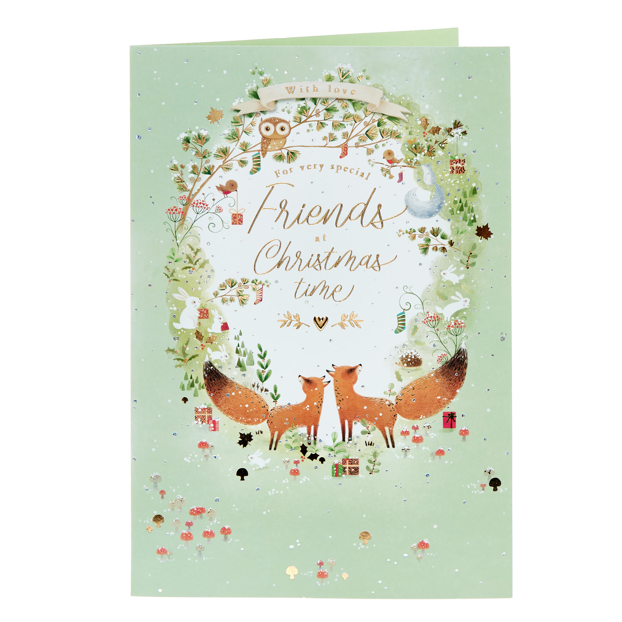 Friends Wreath & Foxes Christmas Card