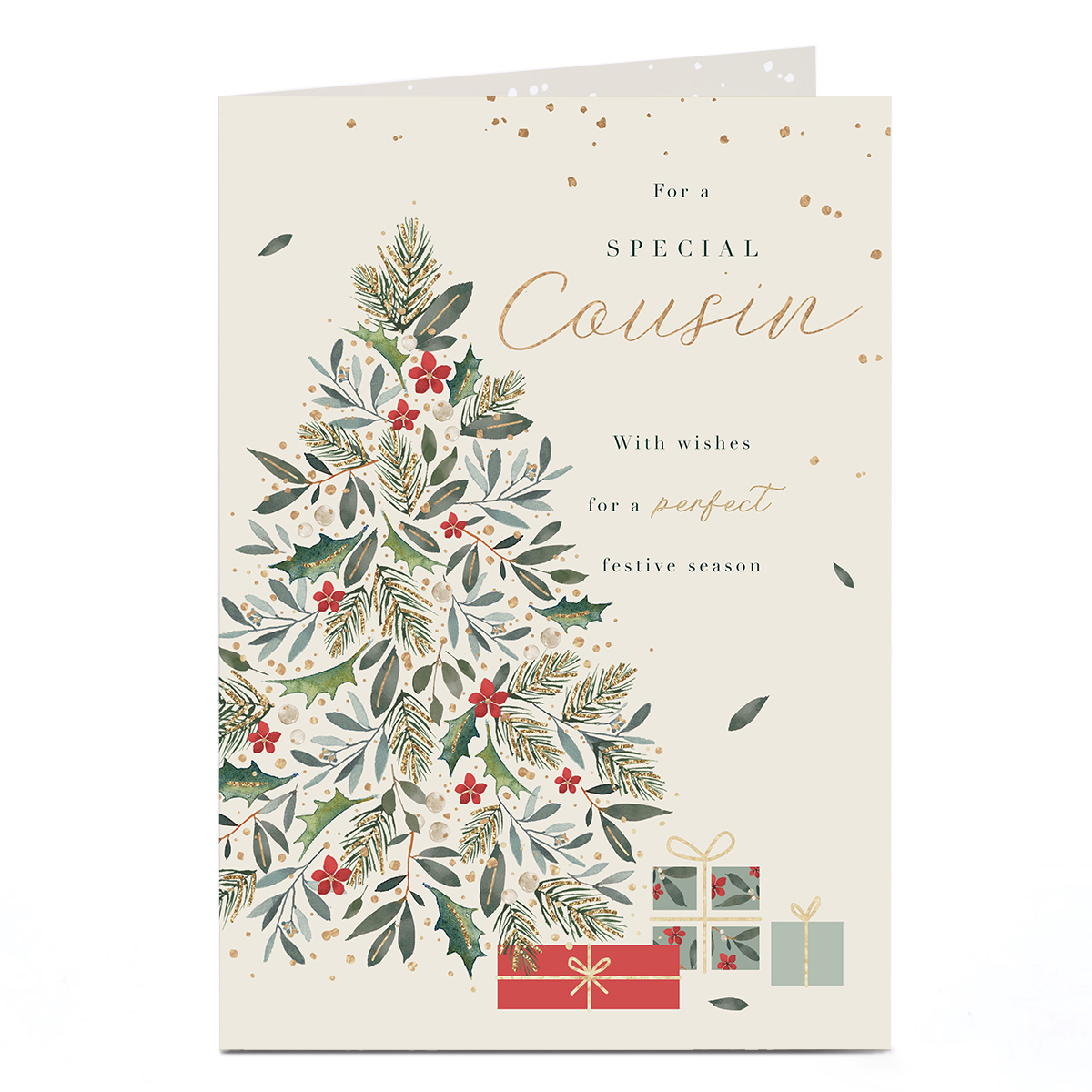 Christmas Card - Foliage Christmas Tree, Cousin