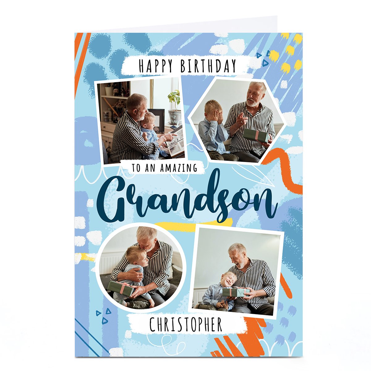 Photo Little Mono Birthday Card - Amazing Grandson