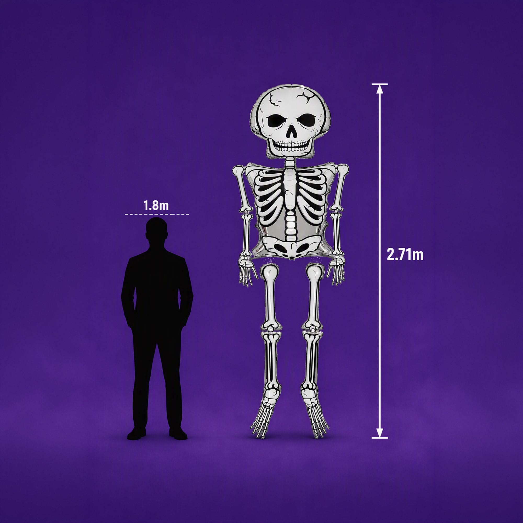 Super Size Air-Fill Skeleton Foil Balloon 2.71m