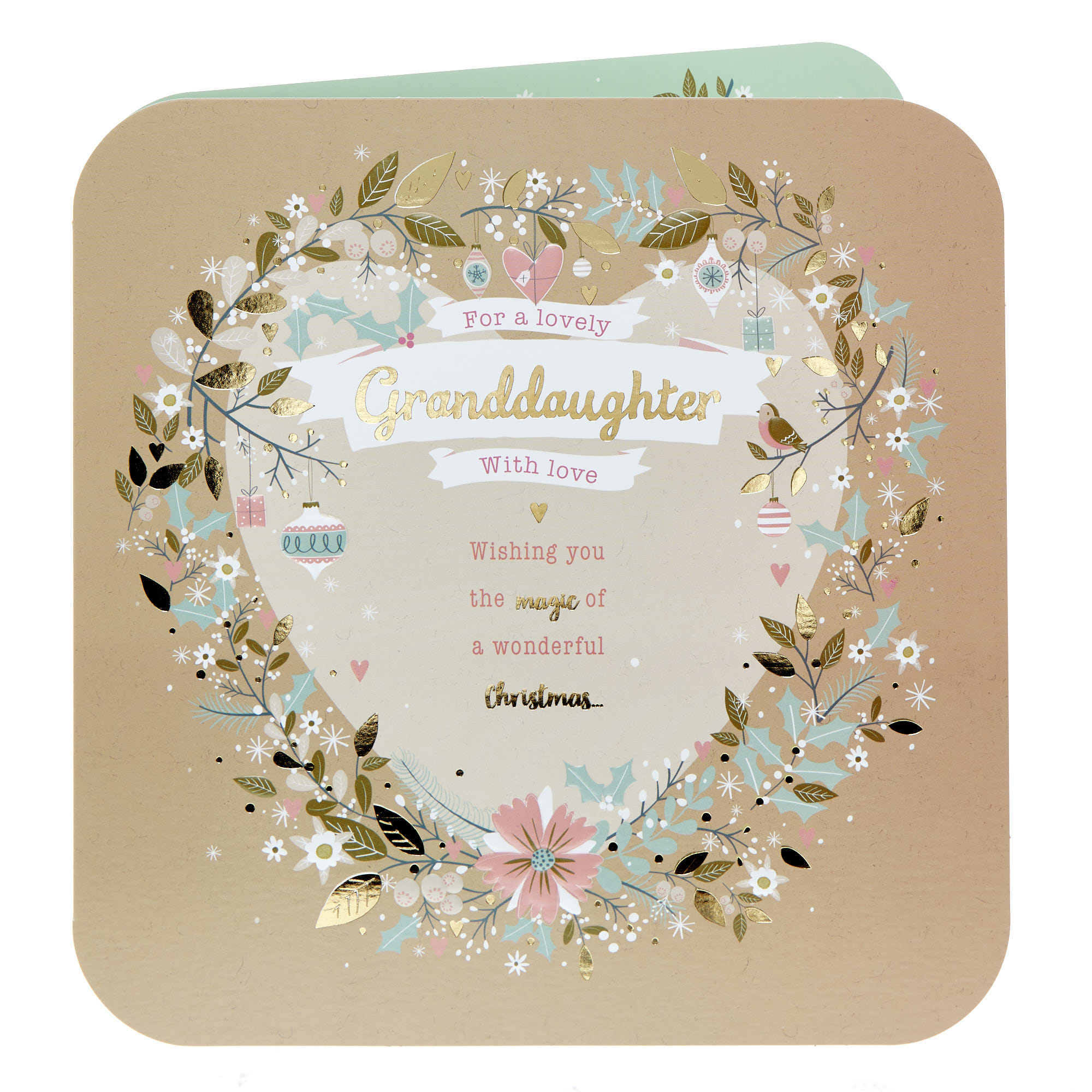 Granddaughter Classic Heart Christmas Card