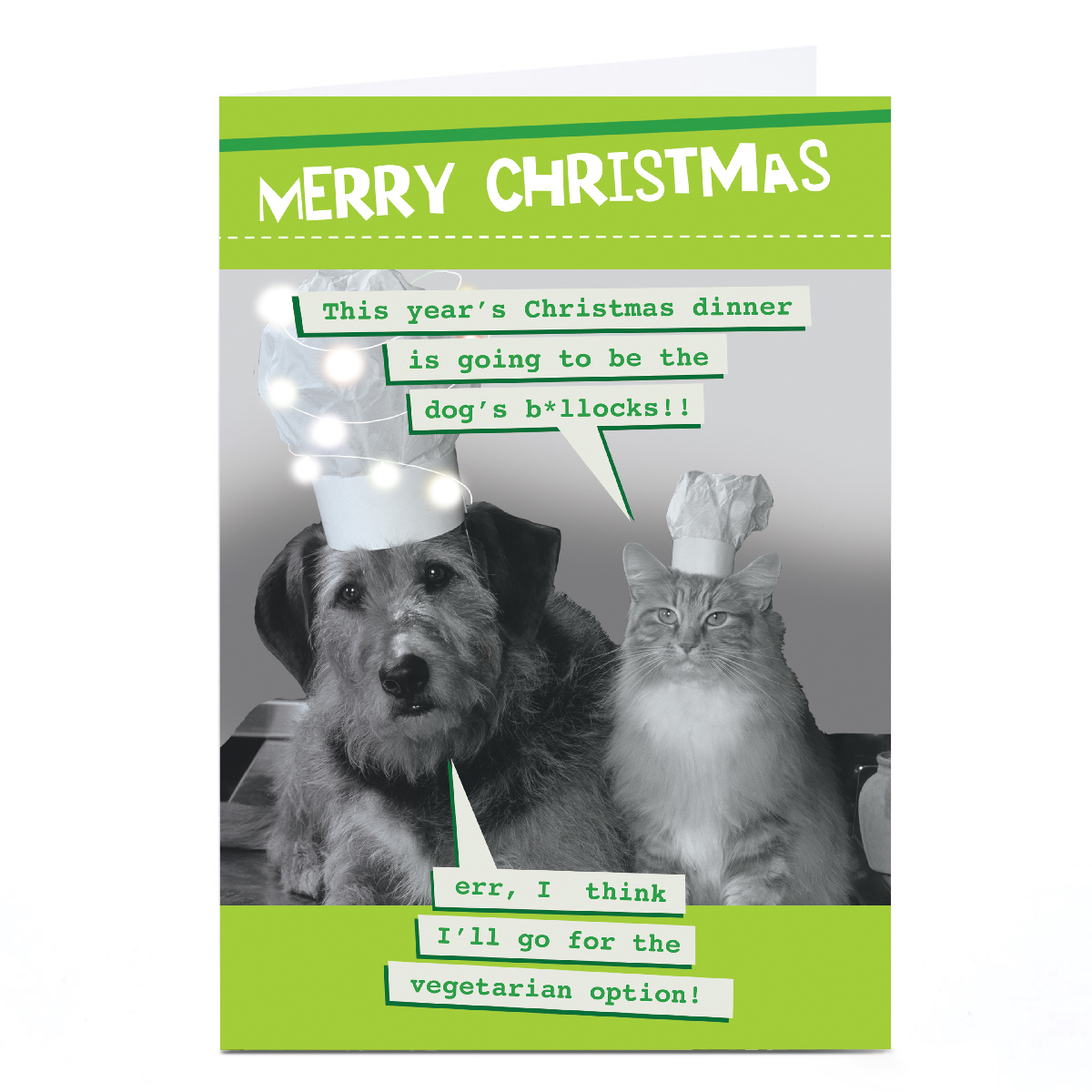 Personalised Quitting Hollywood Christmas Card - Merry Christmas Vegetarian