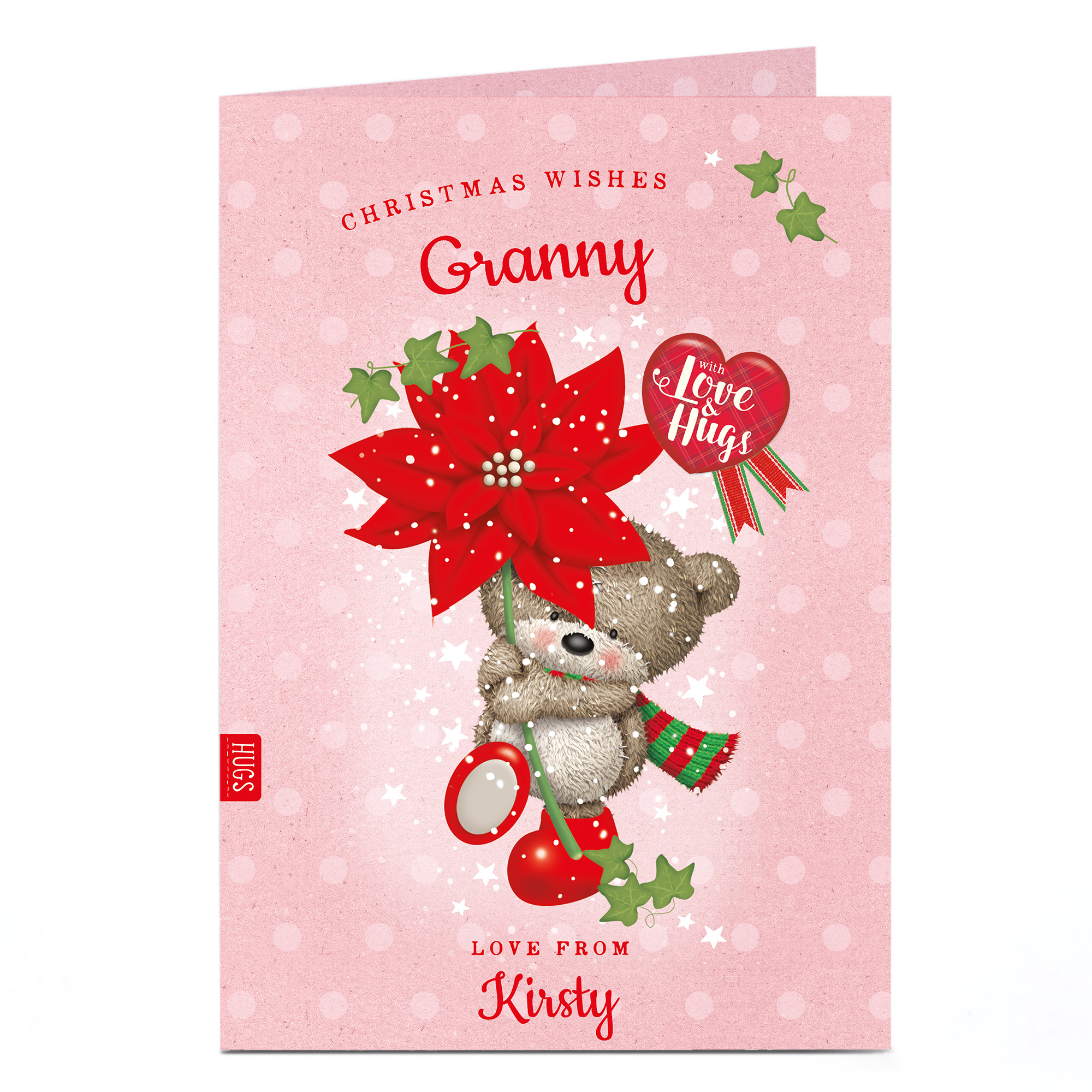 Personalised Christmas Card - Hugs Bear Christmas Wishes