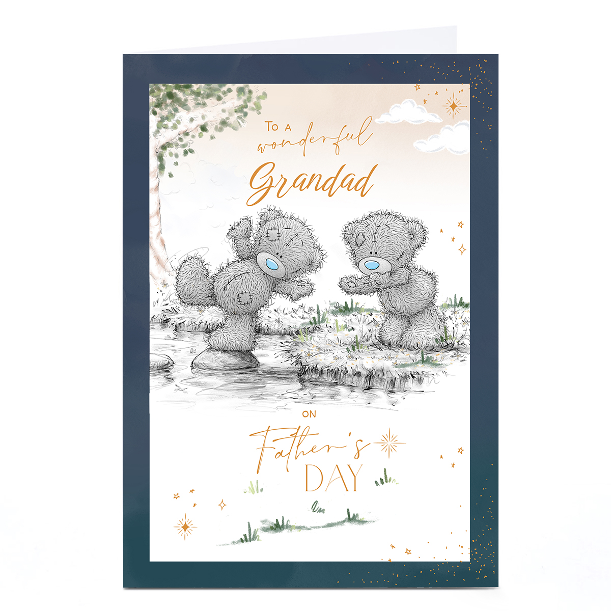 Personalised Tatty Teddy Father's Day Card - Bear Stepping Stones, Grandad