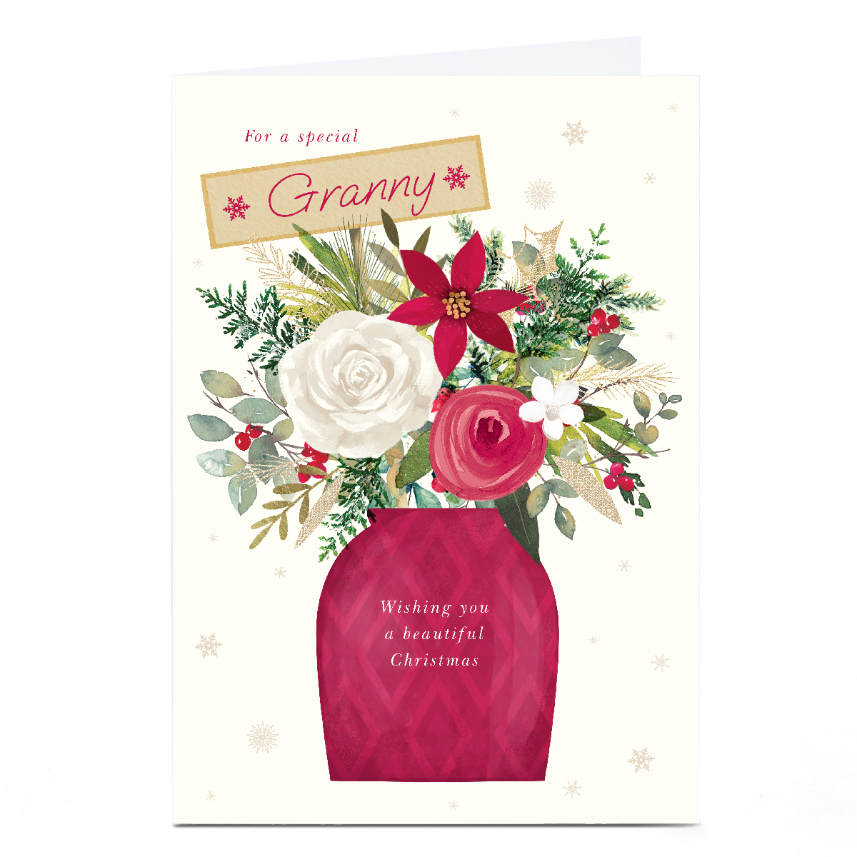 Personalised Christmas Card - Christmas Flowers, Granny